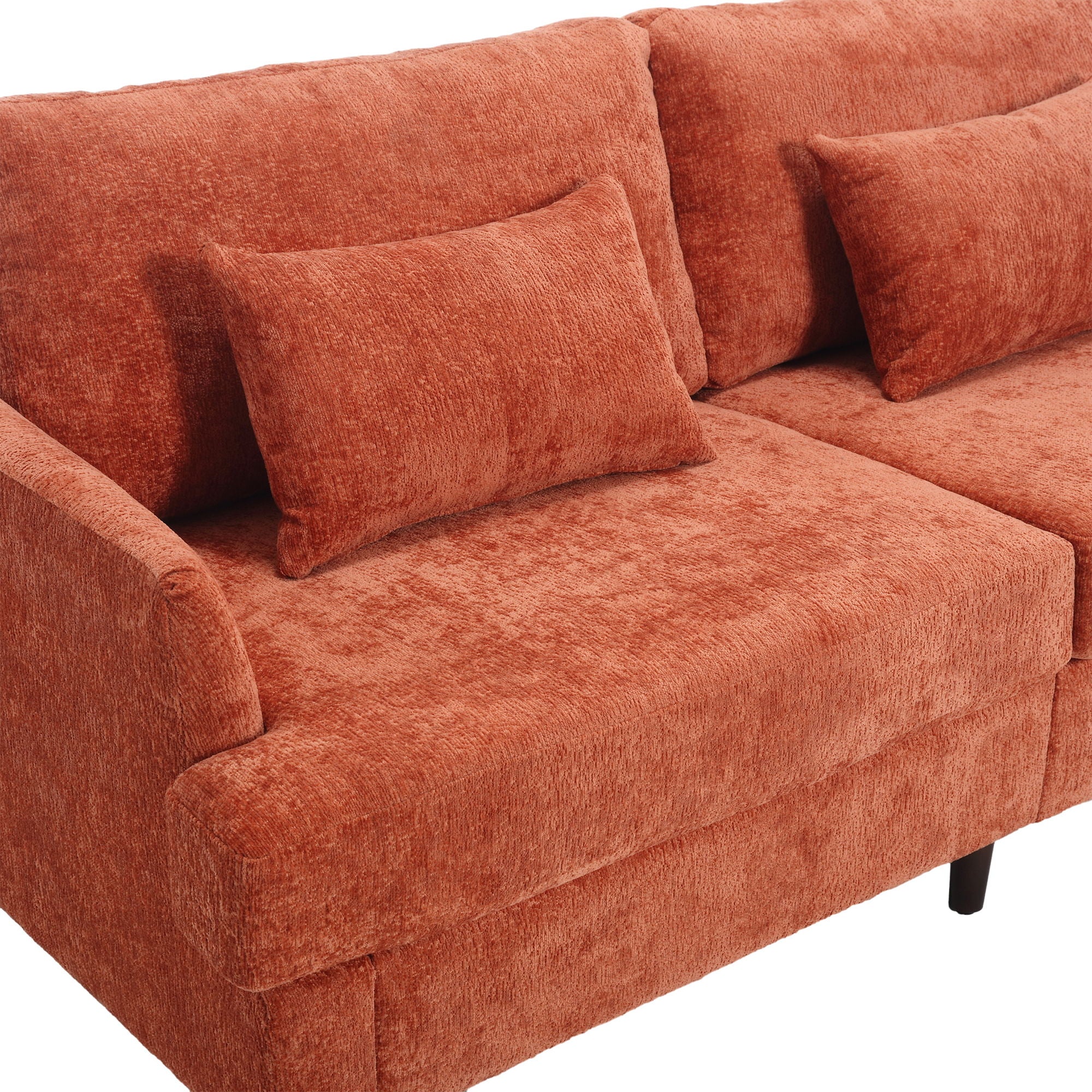 Mid Century Modern Chenille Fabric Loveseat Sofa, 2 Seat Upholstered Couch
