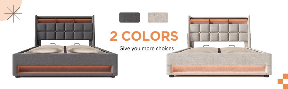 Upholstered Platform Bed With A Hydraulic Storage System, LED And USB Charging (Without Mattress)