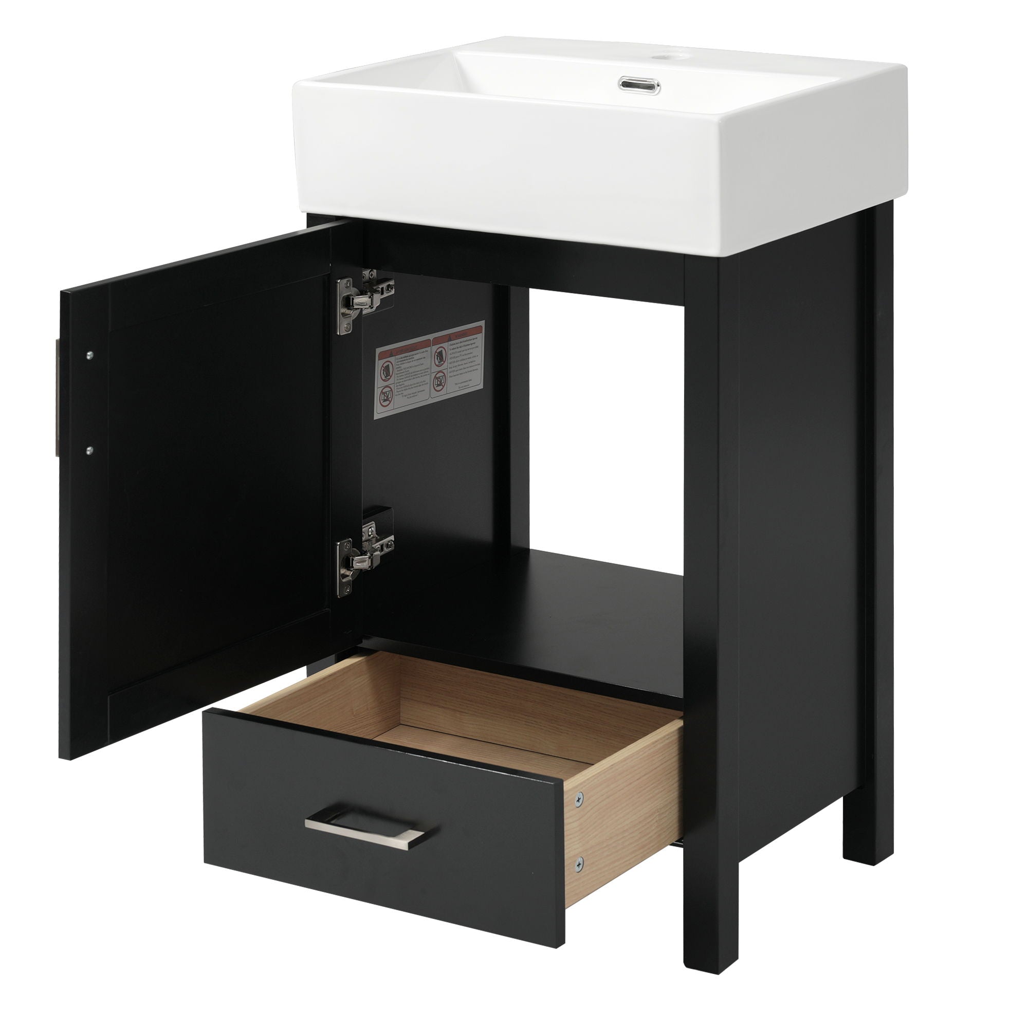 Bathroom Vanity With Sink, Frame And Drawer - Black