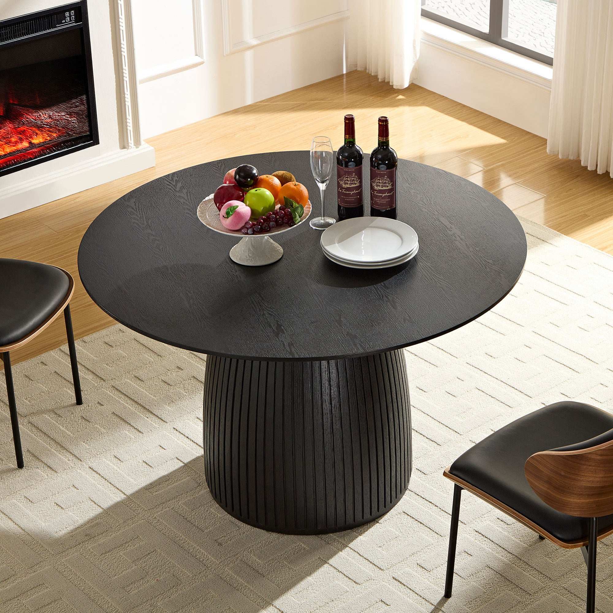 47.24" Black MDF Dining Table for Small Spaces
