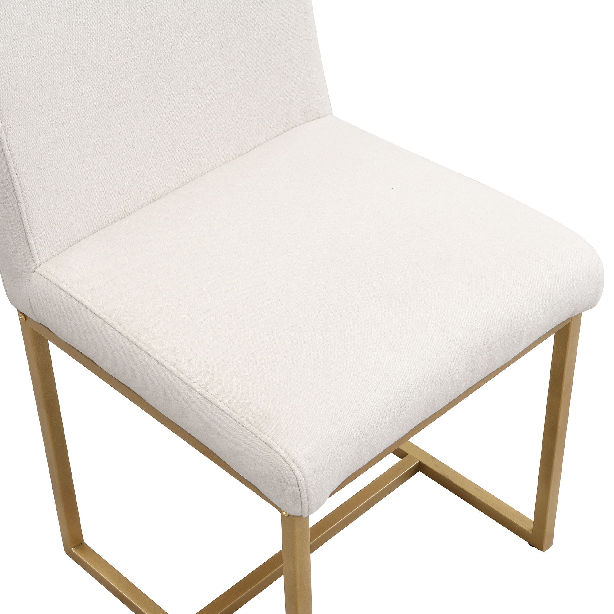 Modern Dining Table Set For 6 Faux Marble Kitchen Table Set With 6 Upholstered Dining Chairs, 7 Piece - White / Golden