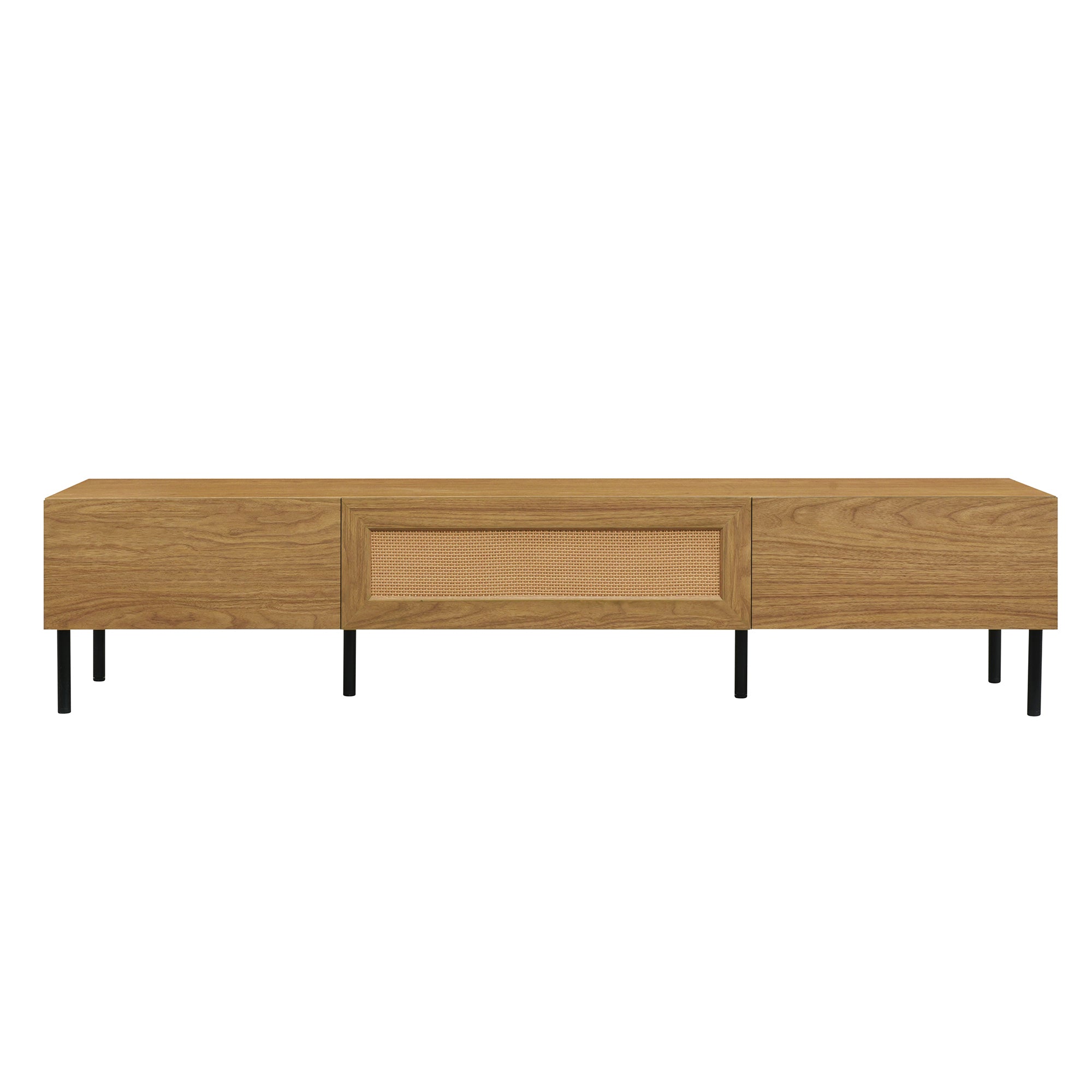 Boho TV Stand for TVs Up to 80" with Rattan Decoration and Metal Legs