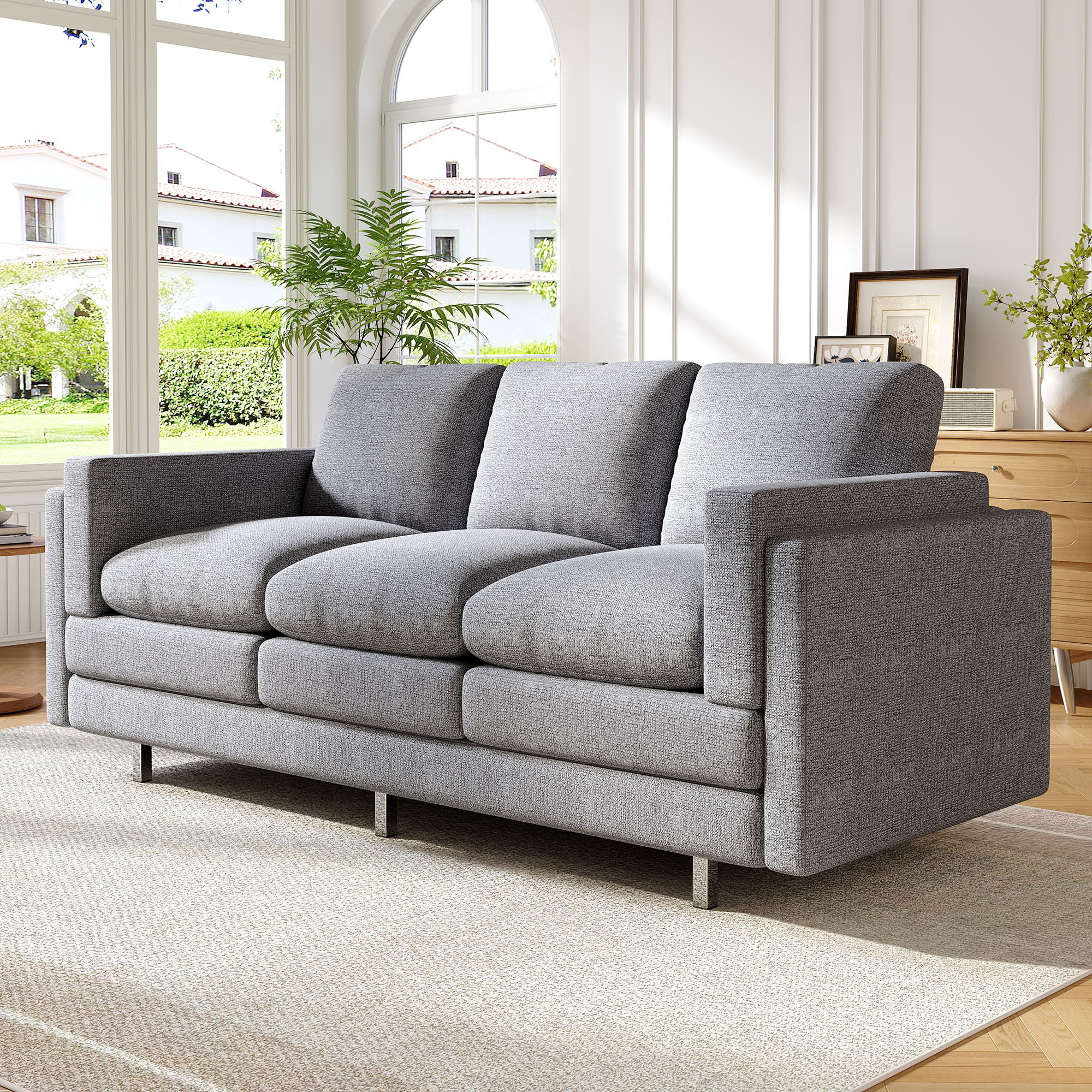 3 Seater Sofa With Dual Layer Seat Cushions