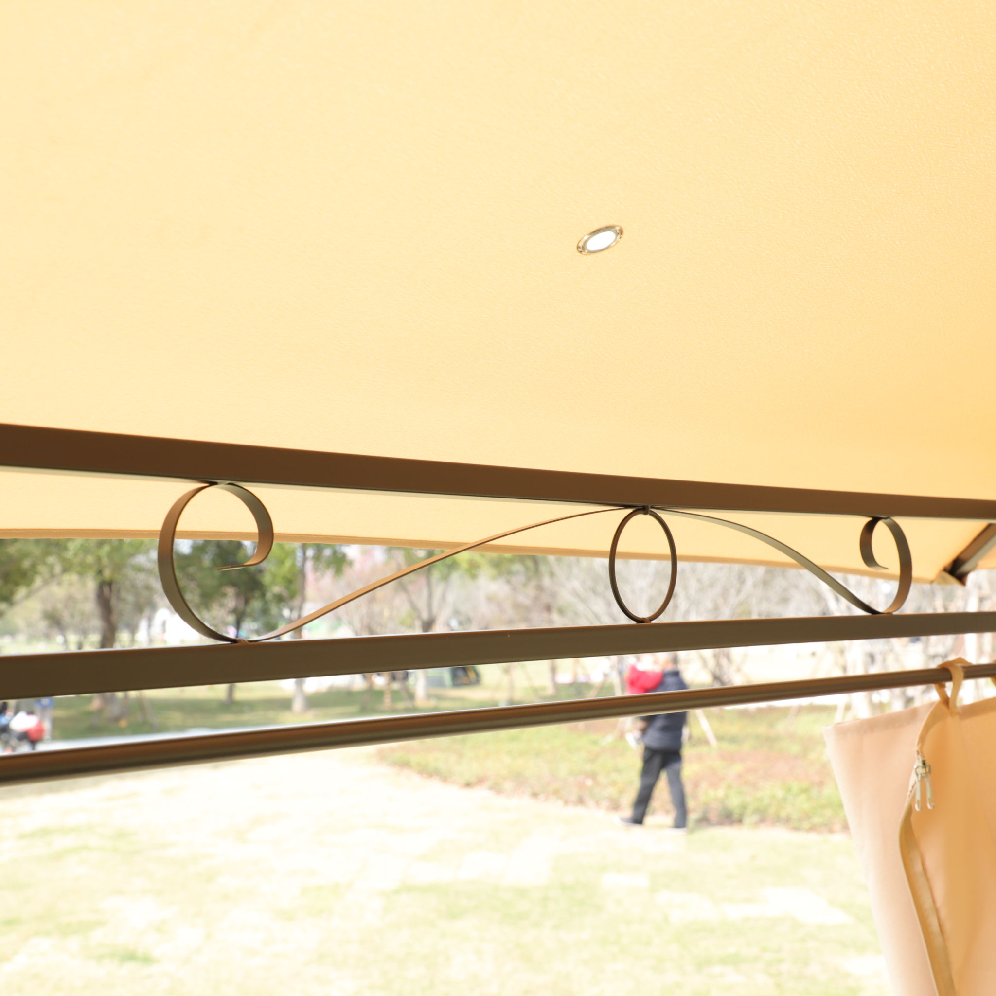 Outdoor Patio Gazebo Tent With Ventilated Double Roof And Sidewall