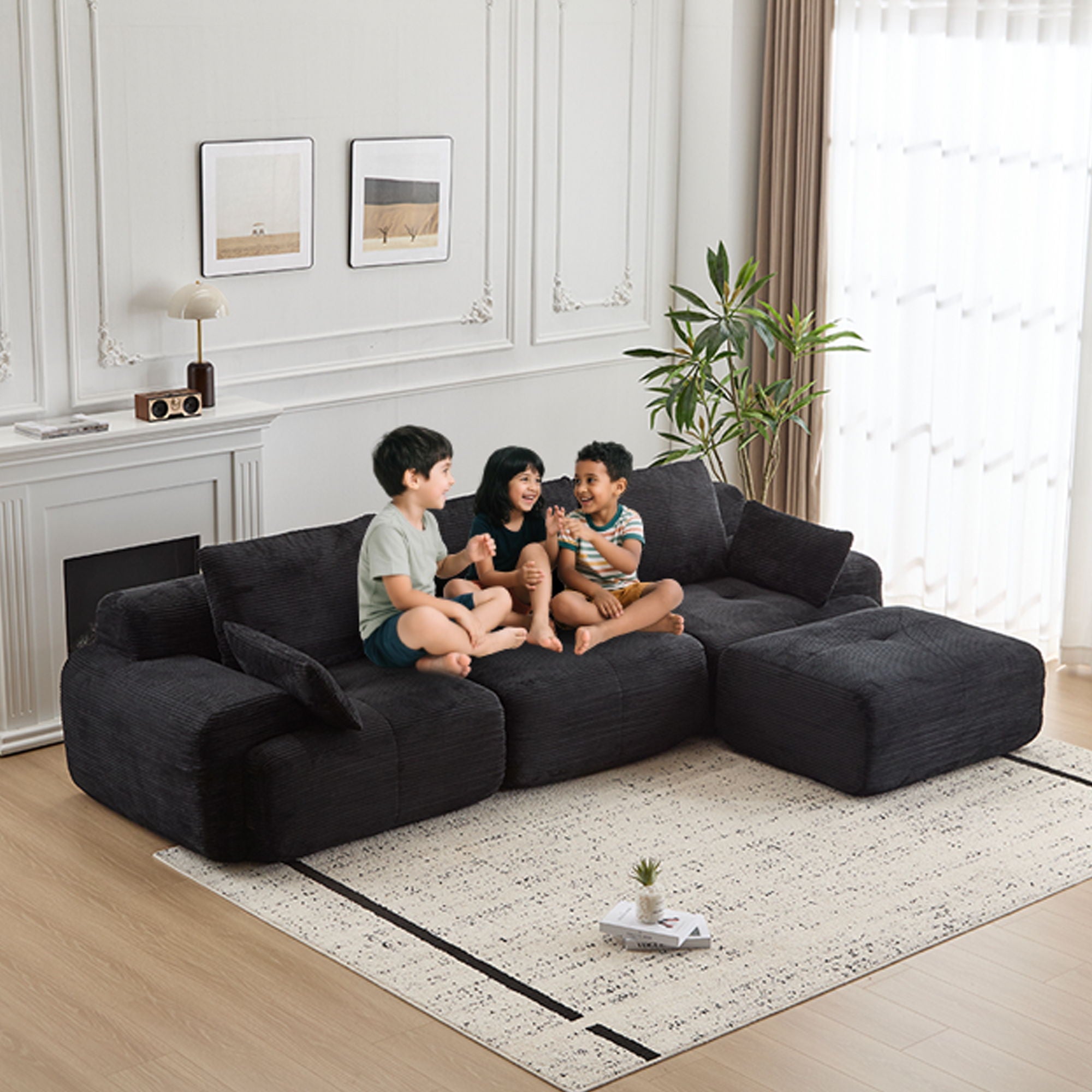 Compressed Sofa, Large Sectional Couches For Living Room - Black