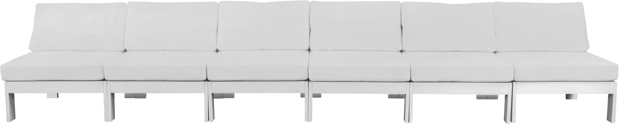 Nizuc - Outdoor Patio 6 Seat Armless Modular Sofa With White Frame
