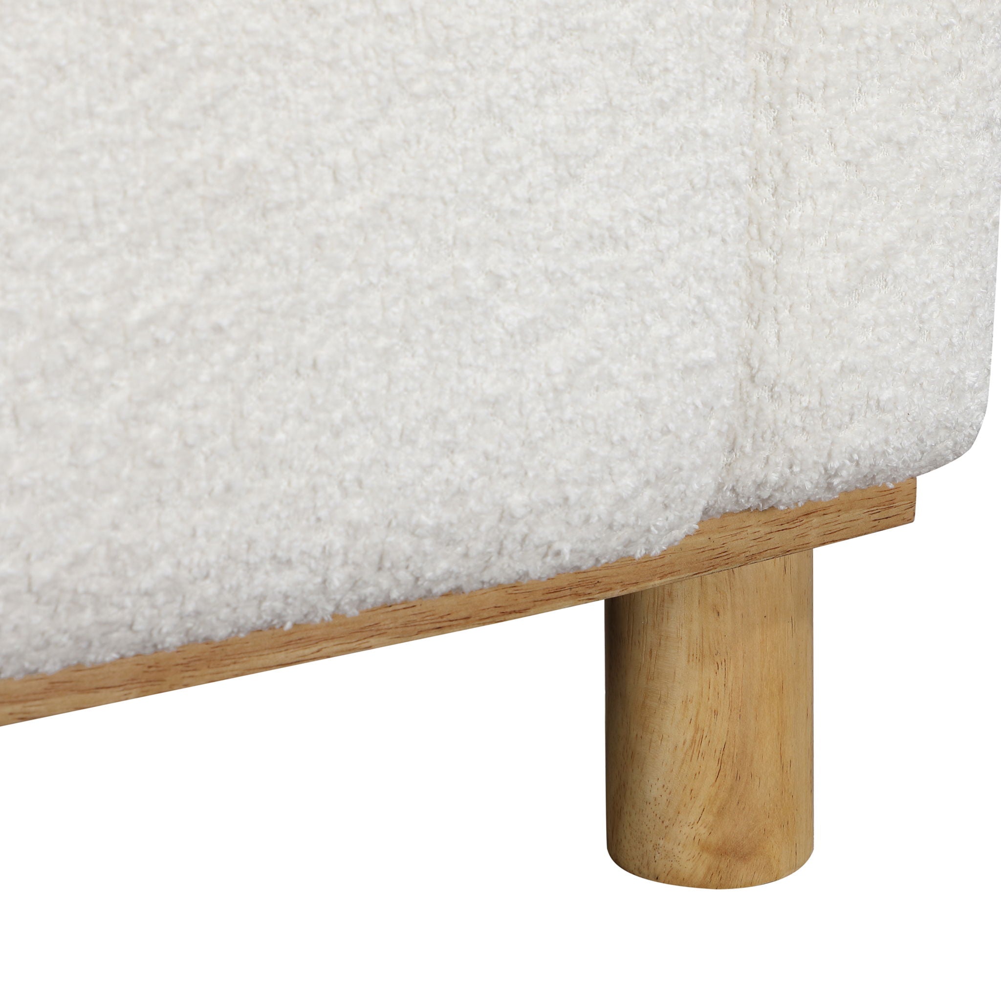 Mason - Boucle Fabric Arm Chair With Wooden Legs - White