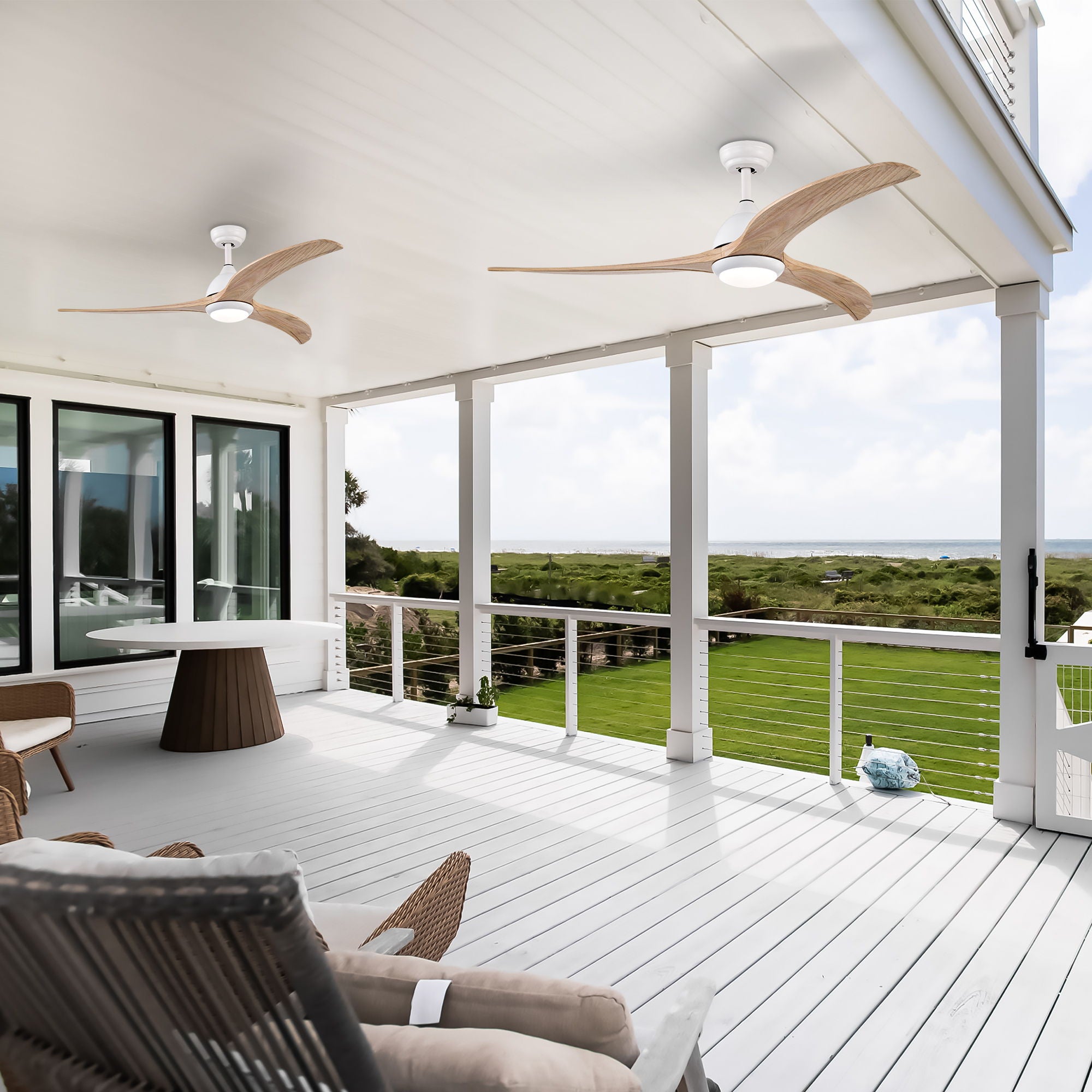 Indoor Outdoor Ceiling Fan With Light With Remote Control, Noiseless Reversible Motor, 6 Speed, 3 Color