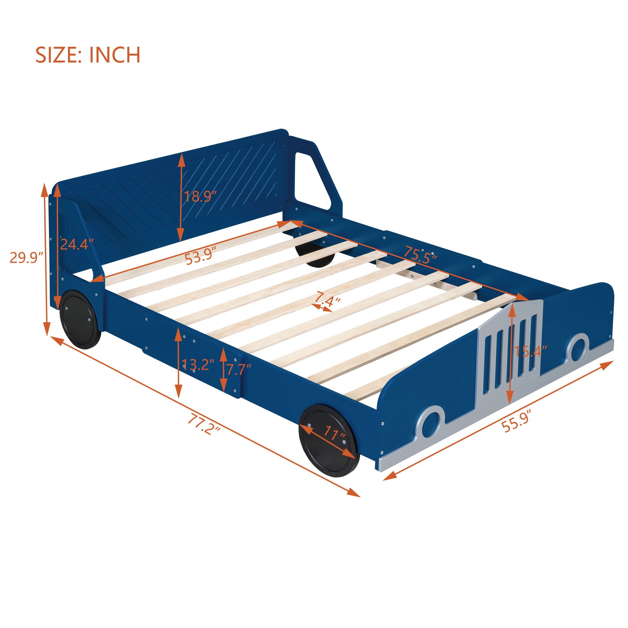 Car Shaped Platform Bed With Wheels