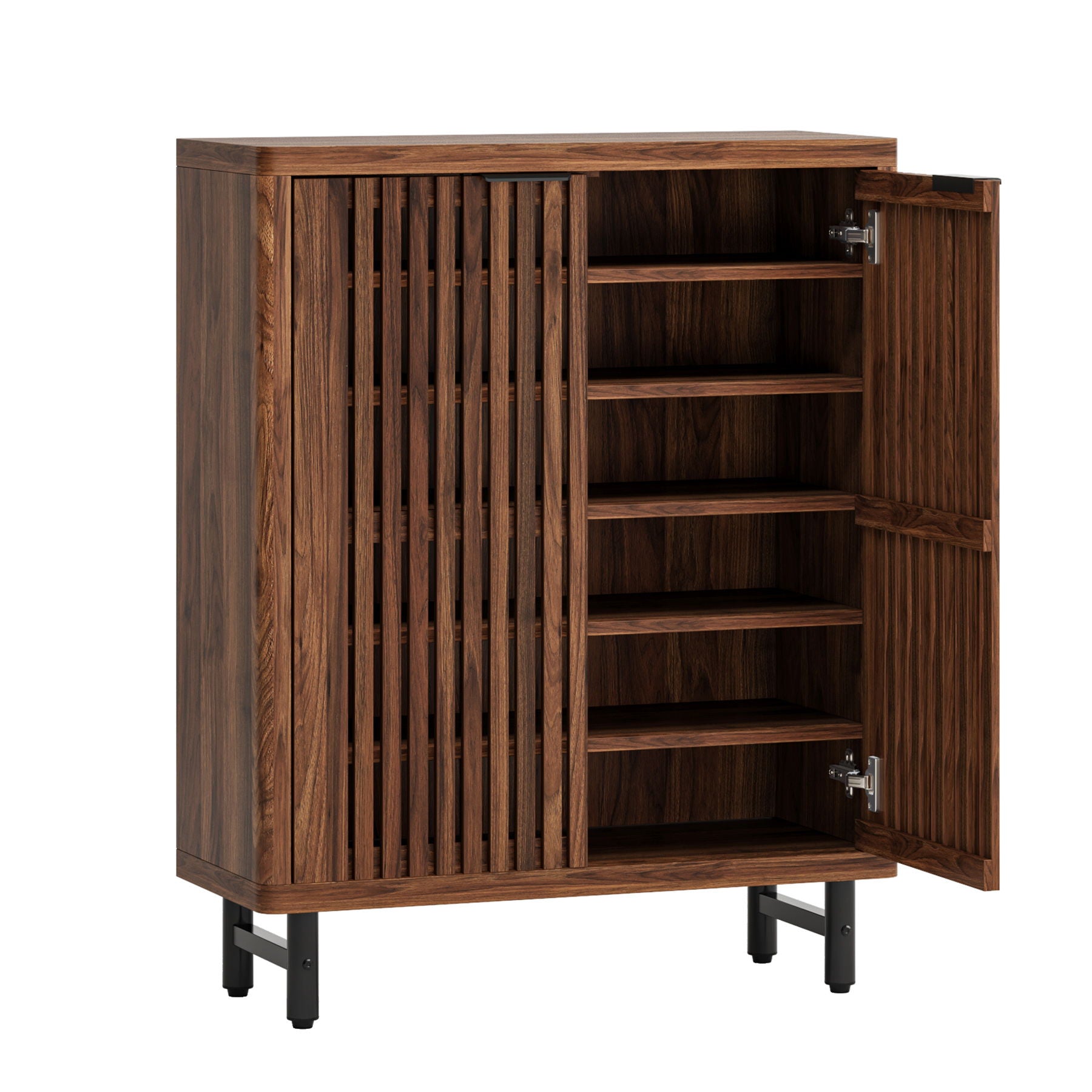 6 Tier Shoe Cabinet With Louvered Doors