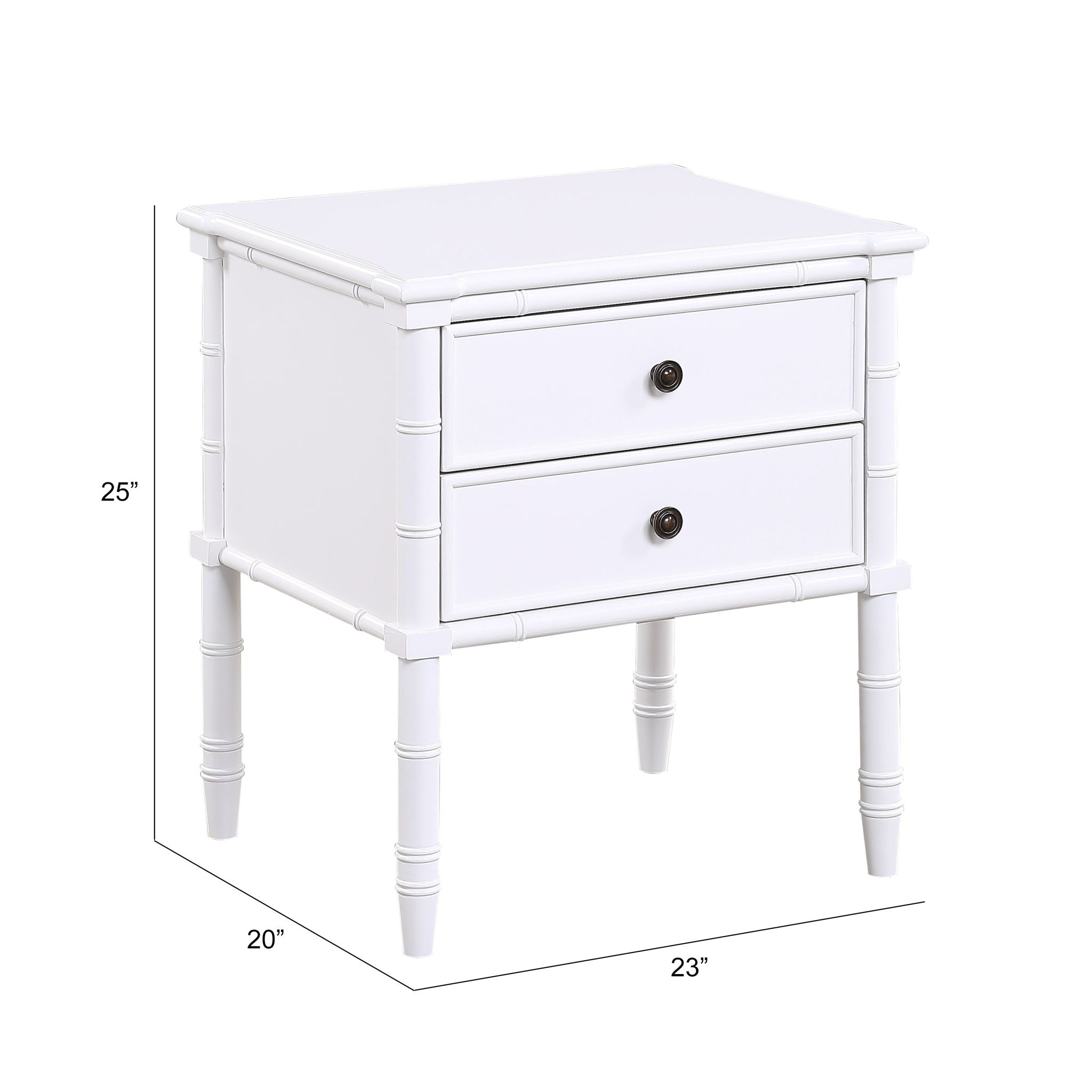 Emmett - 2 Drawer Nightstand With Carved Legs - White