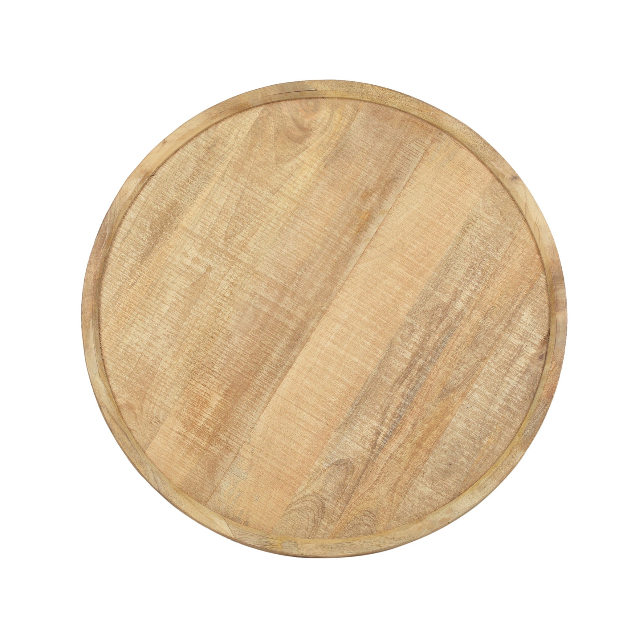 Round Coffee Table With Tray Edge Design - Natural / Black