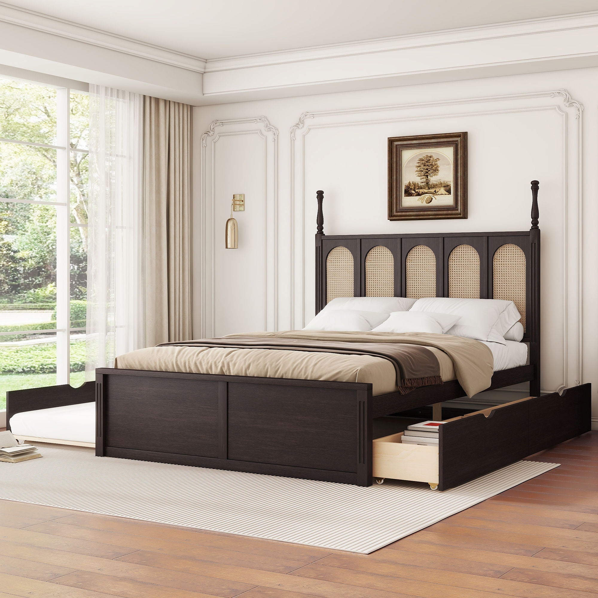 Platform Bed With With 2 Big Drawers With Trundle