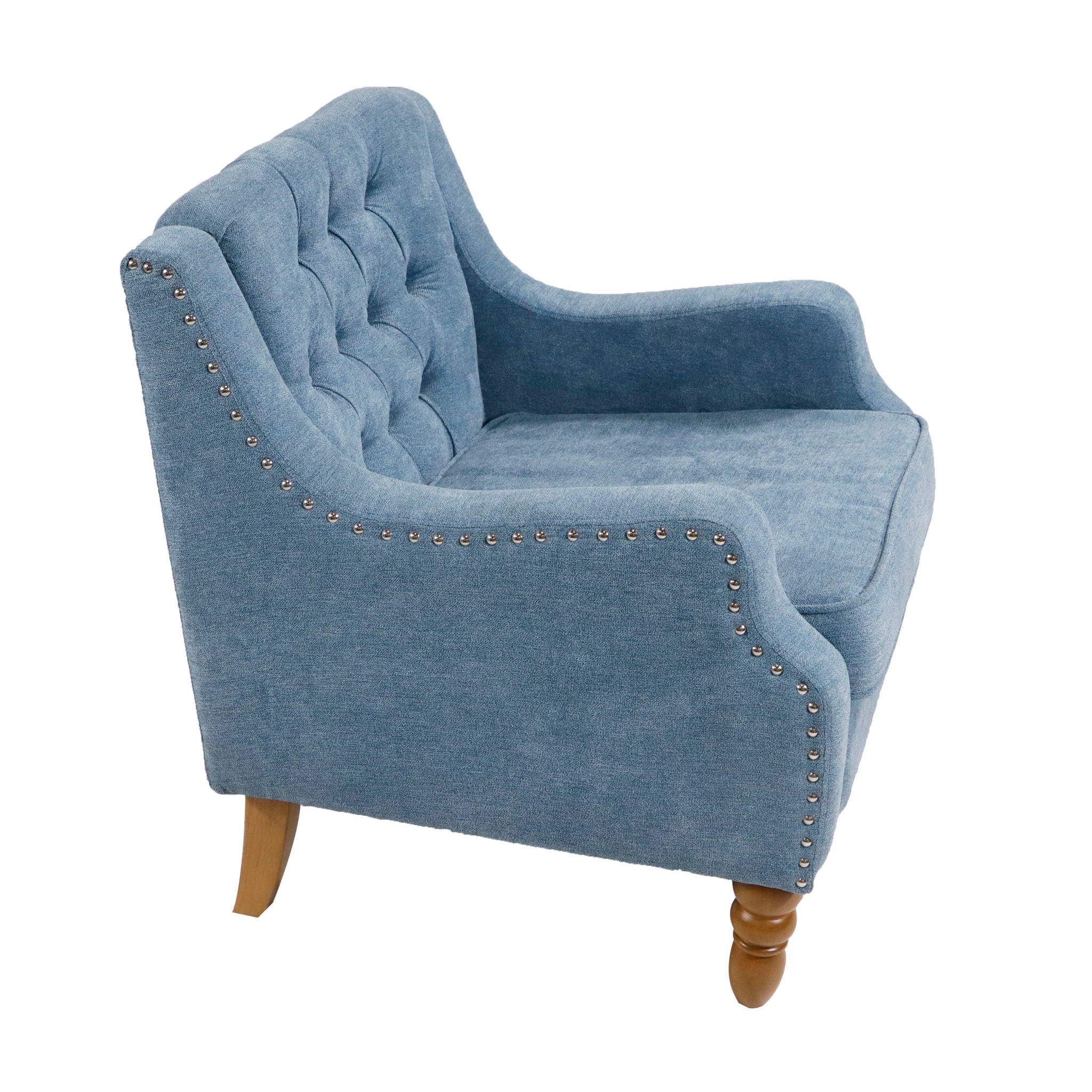Accent Chair, Living Room Chair, Footrest Chair Set With Vintage Brass Studs, Button Tufted Upholstered Armchair For Living Room, Comfy Reading Chair For Bedroom, Reception Room - Best Buy Furniture