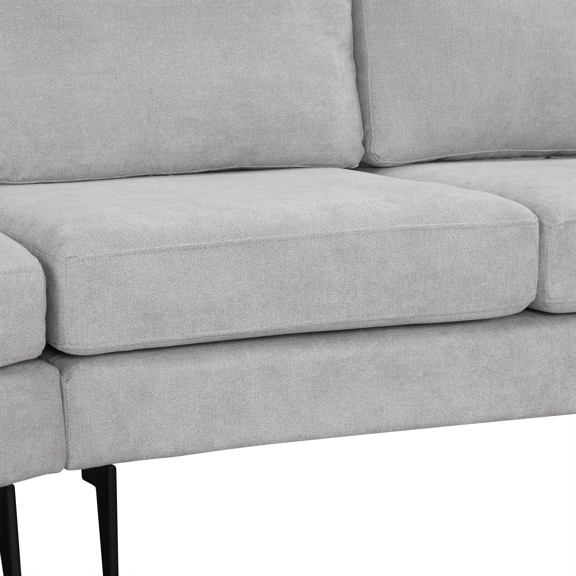 111" Upholstered 3-Seater Sofa with Curved Design and Two Printed Pillows