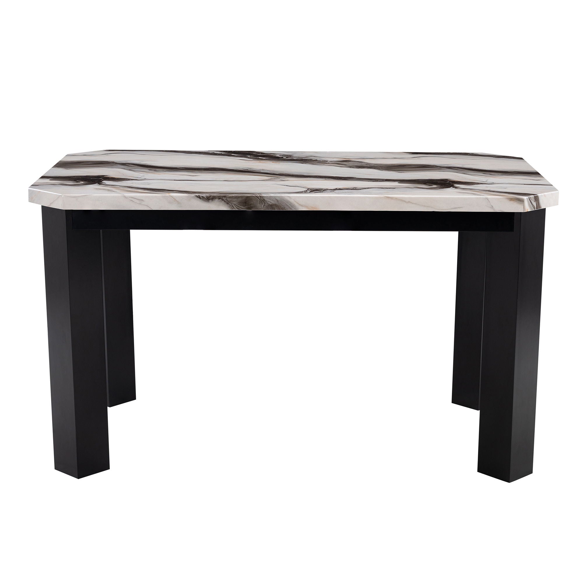 Magaly - Bar Table And Stool 5 Piece Set With Marbled Top Detail - Dark Gray