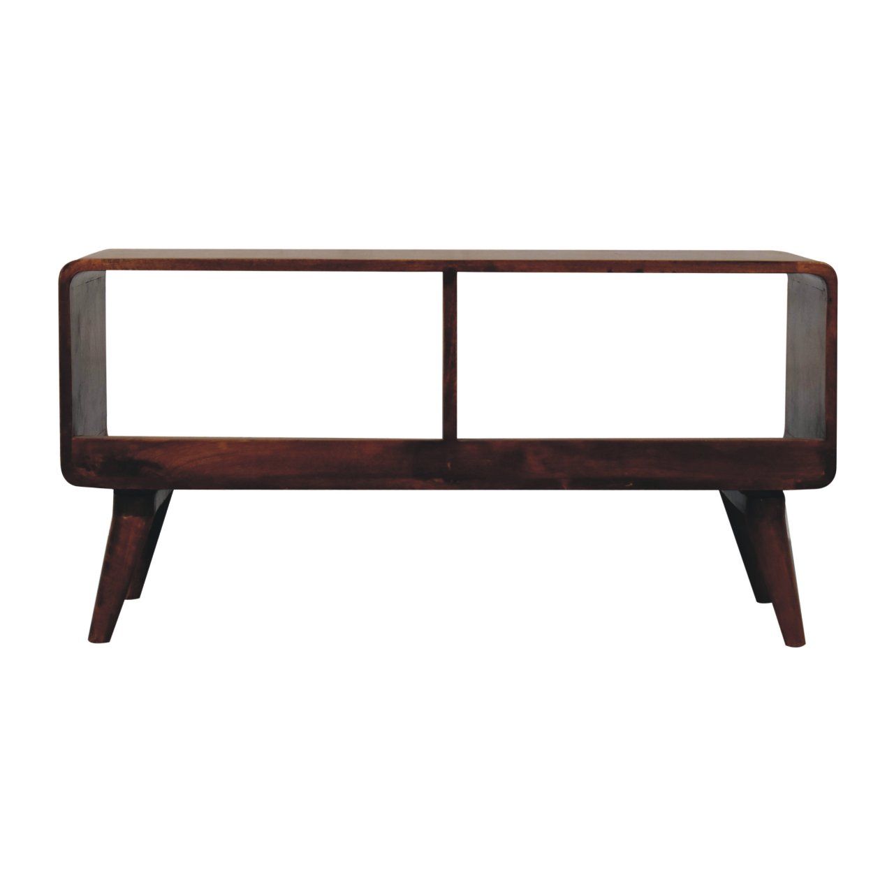 Curved Double Slot Media Unit - Dark Brown - Best Buy Furniture