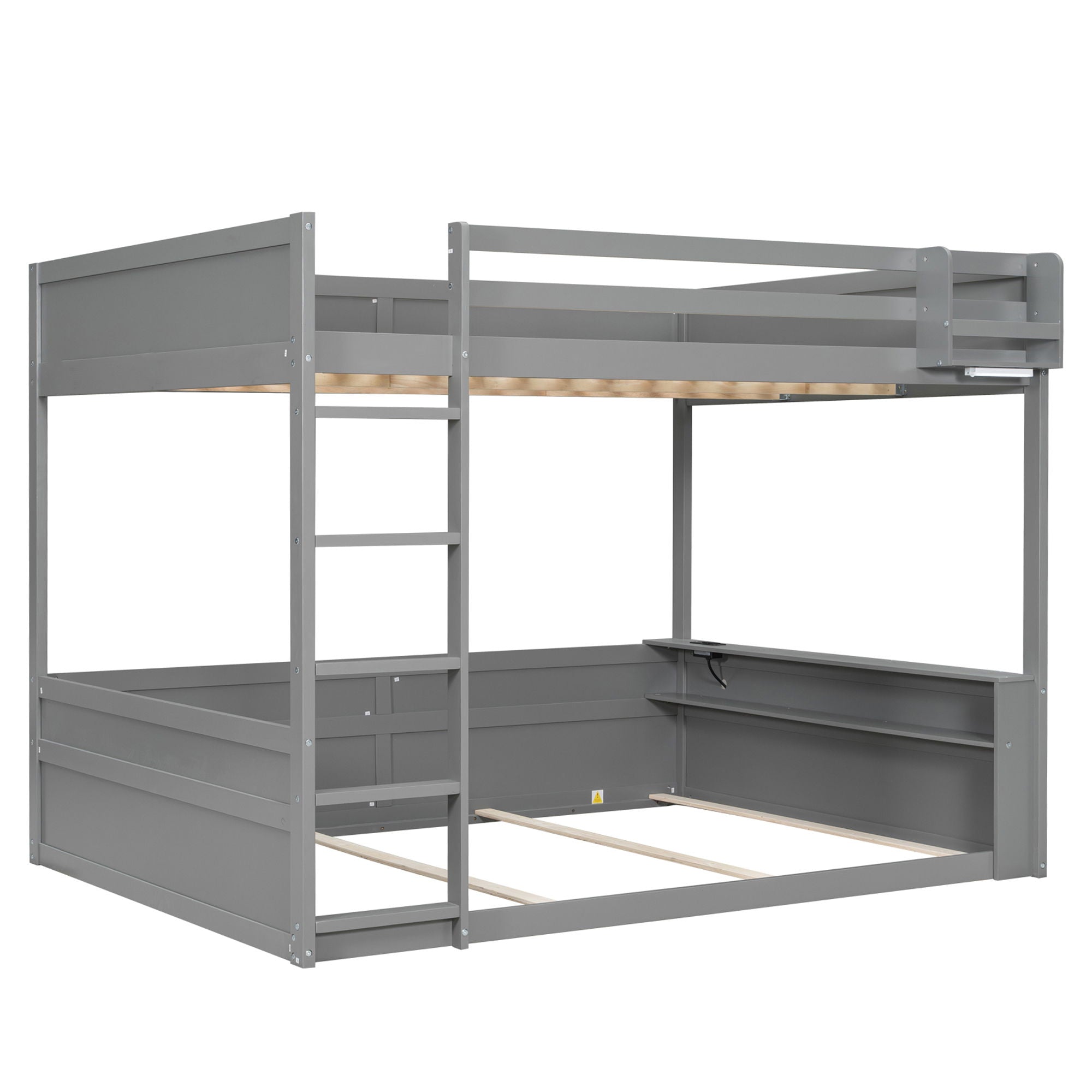Bunk Bed With Built In Shelves, Storage Box, LED Light And USB Charging Station