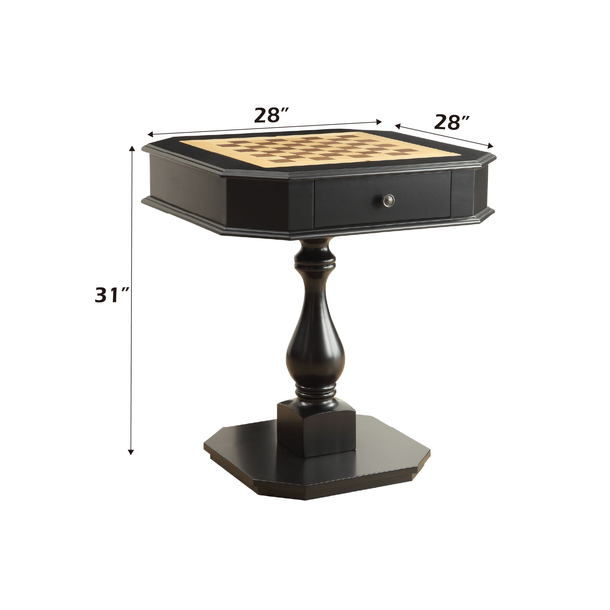 Bishop - Reversible Chess Checker Game Table With Game Tray (Chess Fingures Not Included)