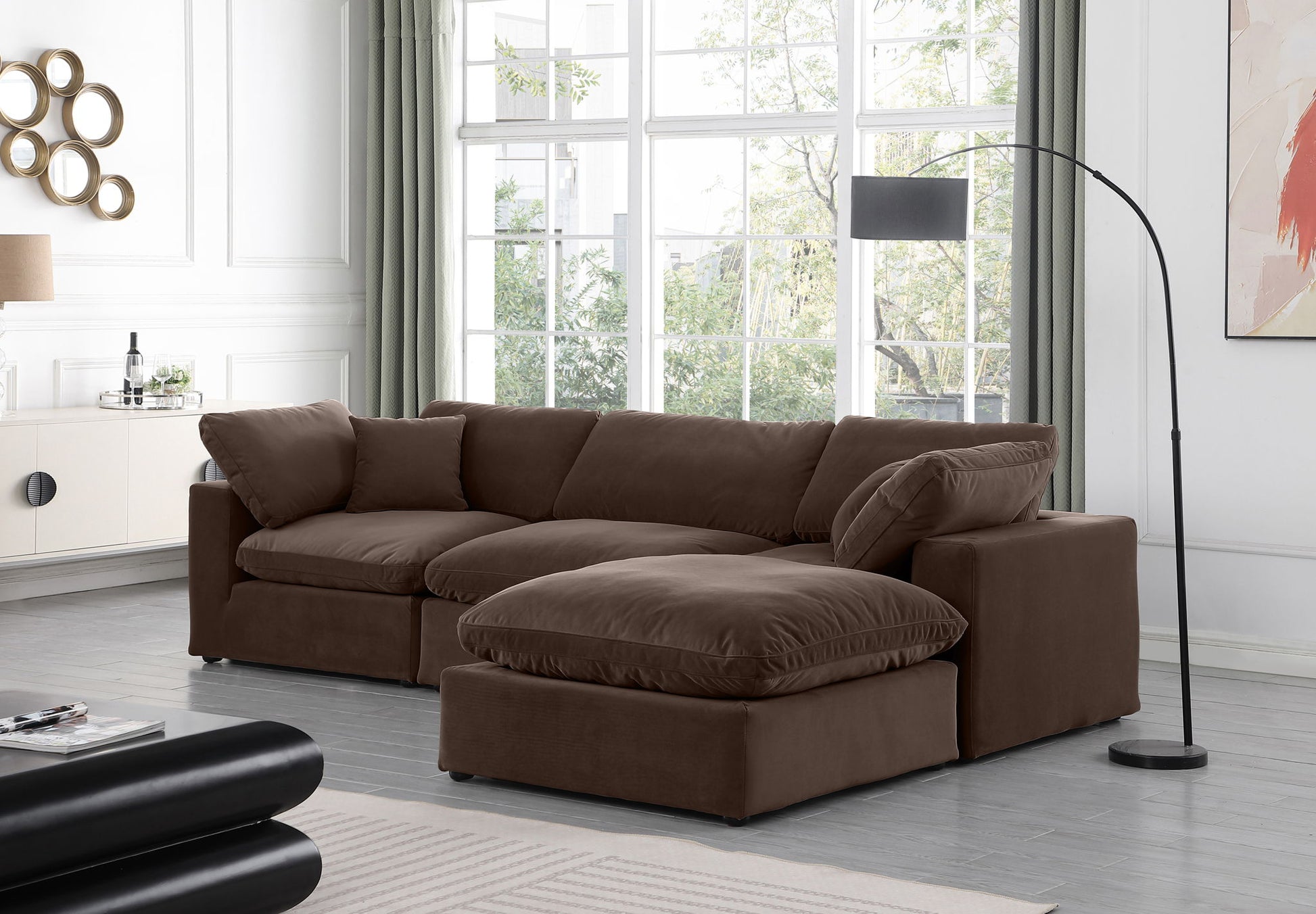 Comfy - 4 Piece Velvet Modular Sectional With Chaise - Best Buy Furniture