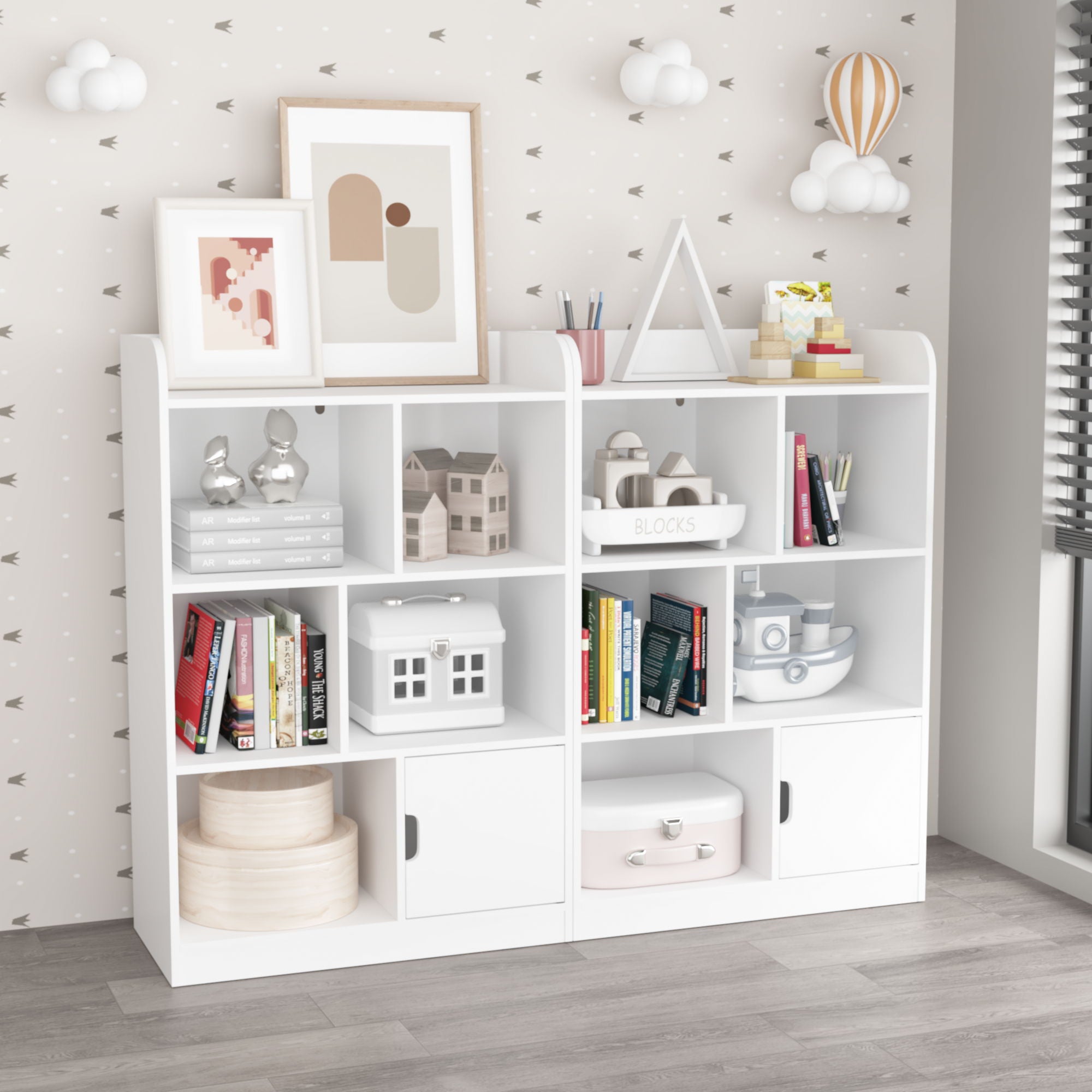 Bookcase With 6 Compartments, Freestanding Bookshelf For Bedroom - White