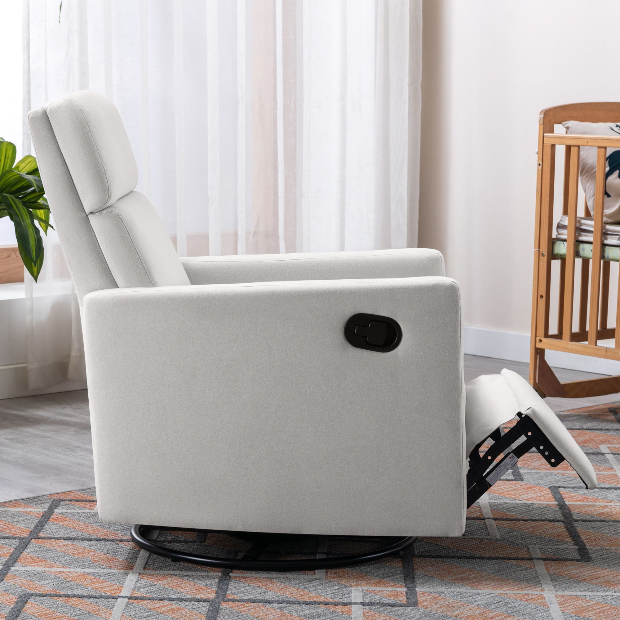 Modern Upholstered Rocker Nursery Chair Plush Seating Glider Swivel Recliner Chair