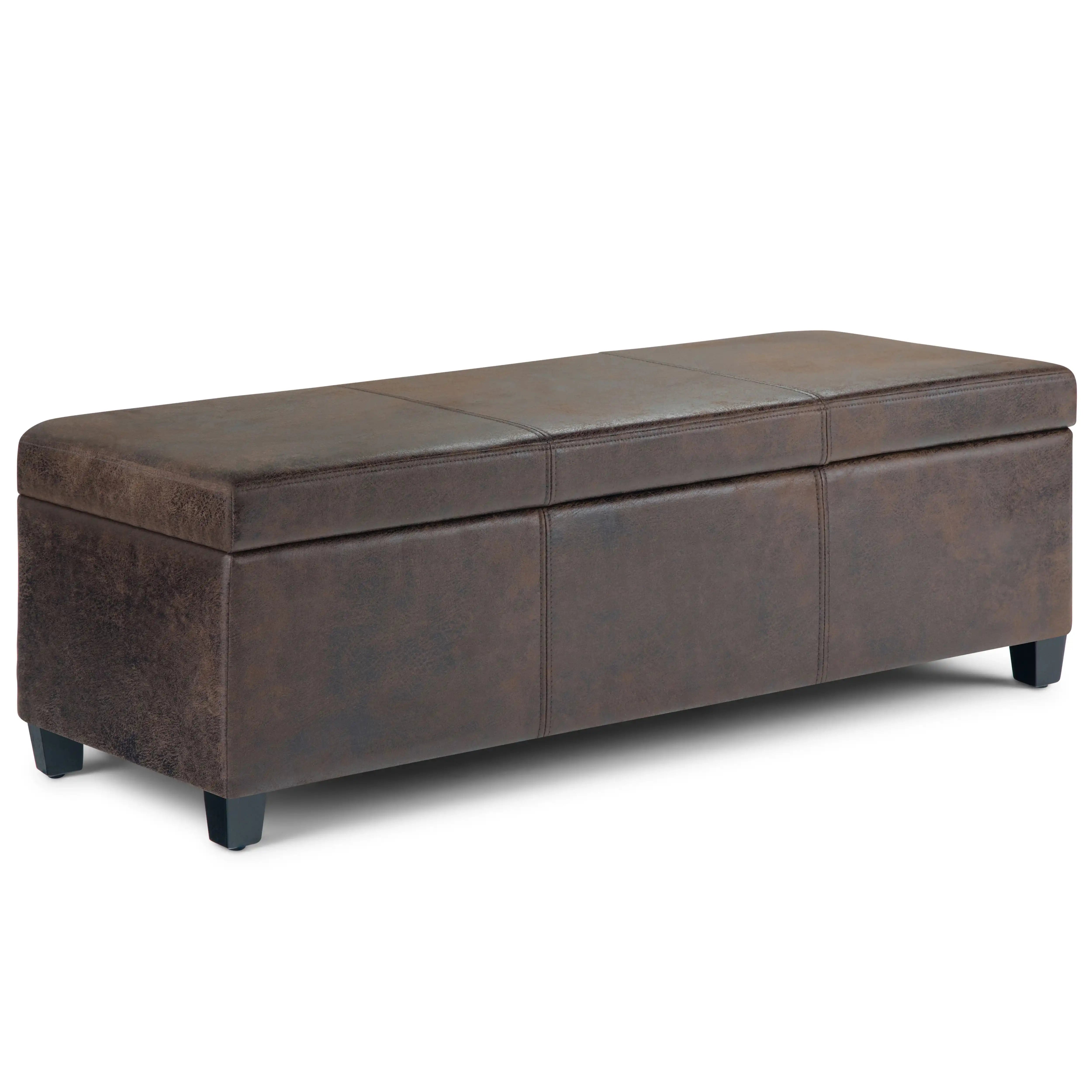 Avalon - Storage Ottoman Bench - Distressed Brown - Best Buy Furniture