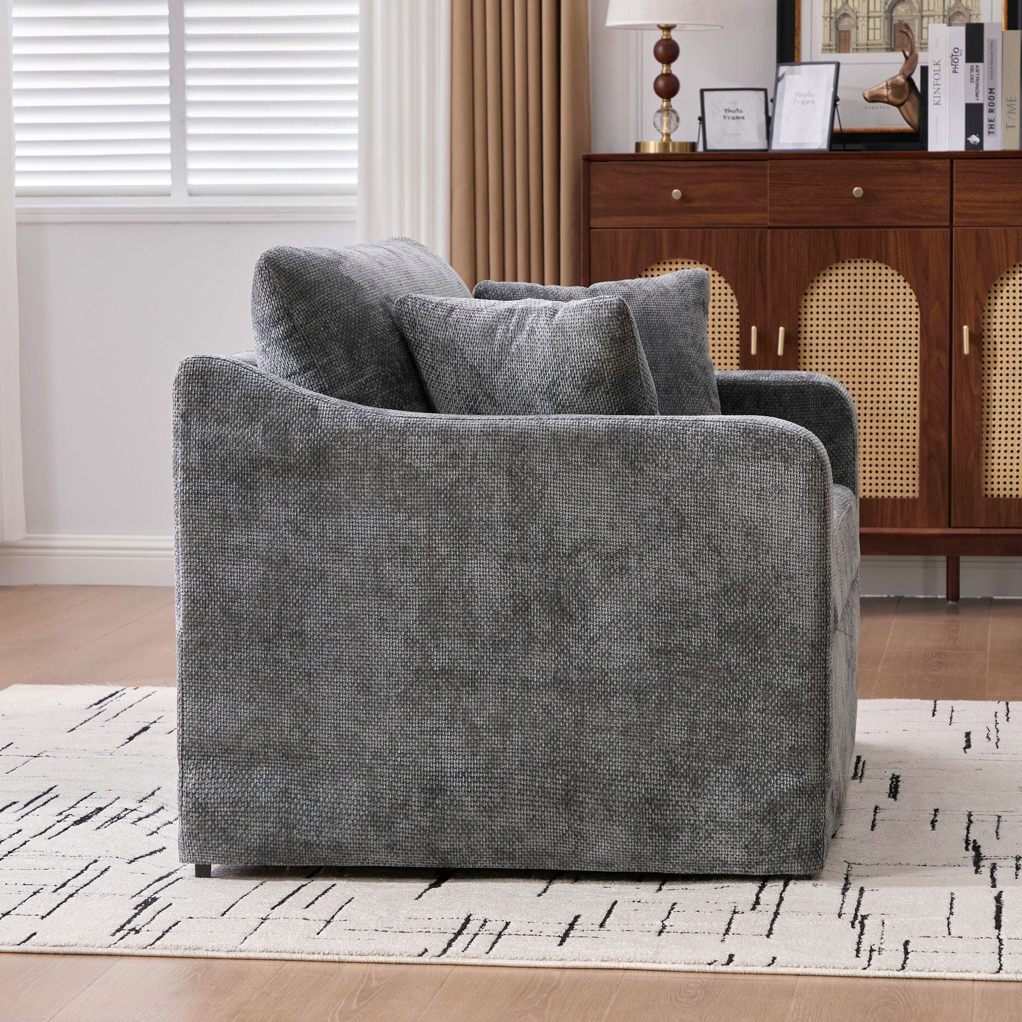 Accent Chair With 2 Bolster Pillows