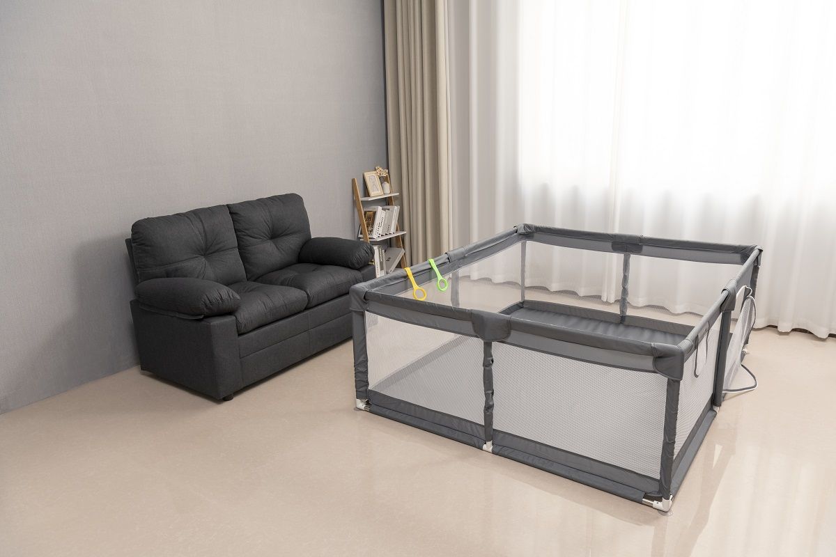 Fabric Baby Playpen, Baby Fence Play Area With Anti Slip Base - Gray - Best Buy Furniture