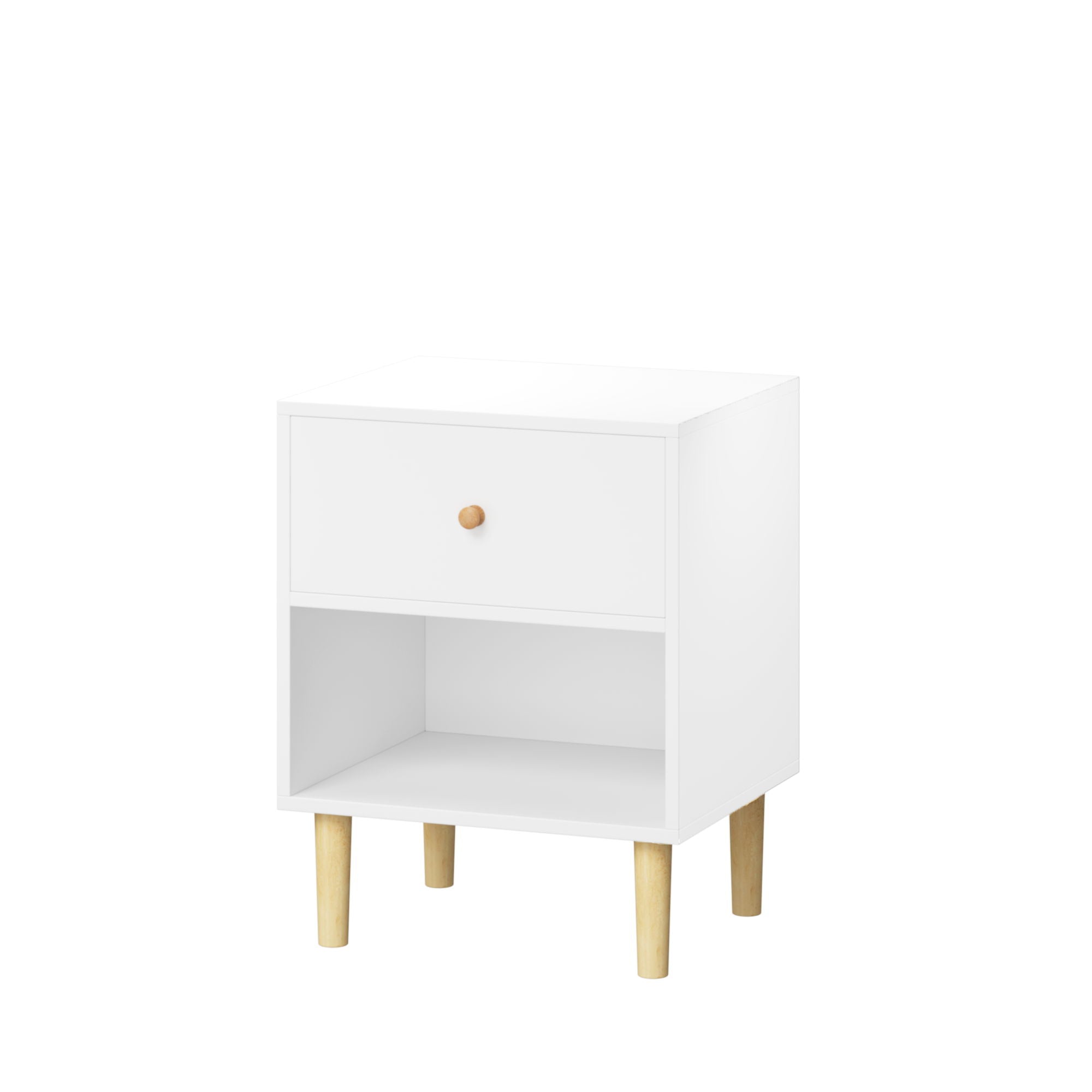 Nightstand With 1 Drawer And 1 Shelf - White
