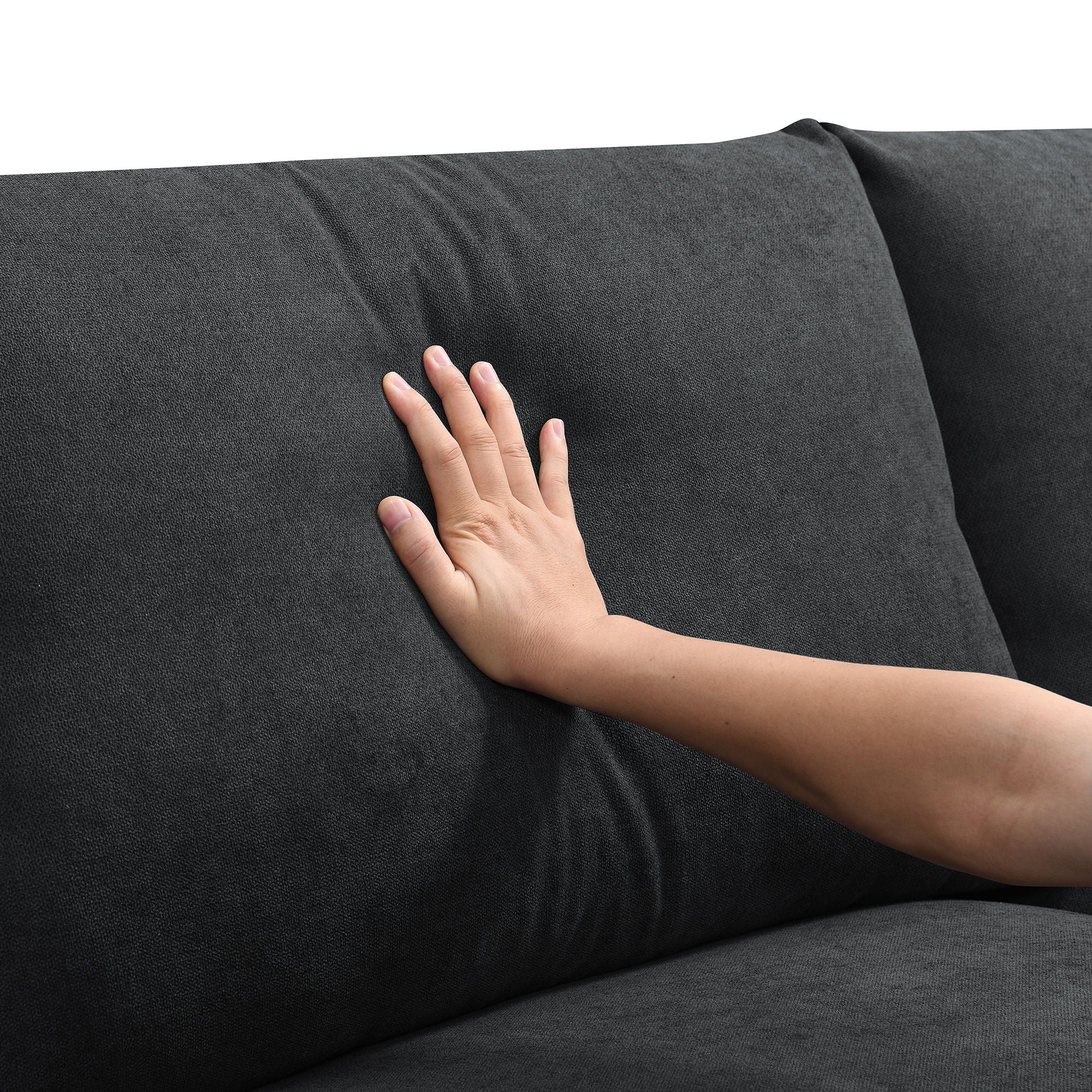 Modern Sectional Sofa With Throw Pillows, Cloud L Shaped Couch Set With Wide 4 Seat Comfy Couch Set With Movable Ottoman