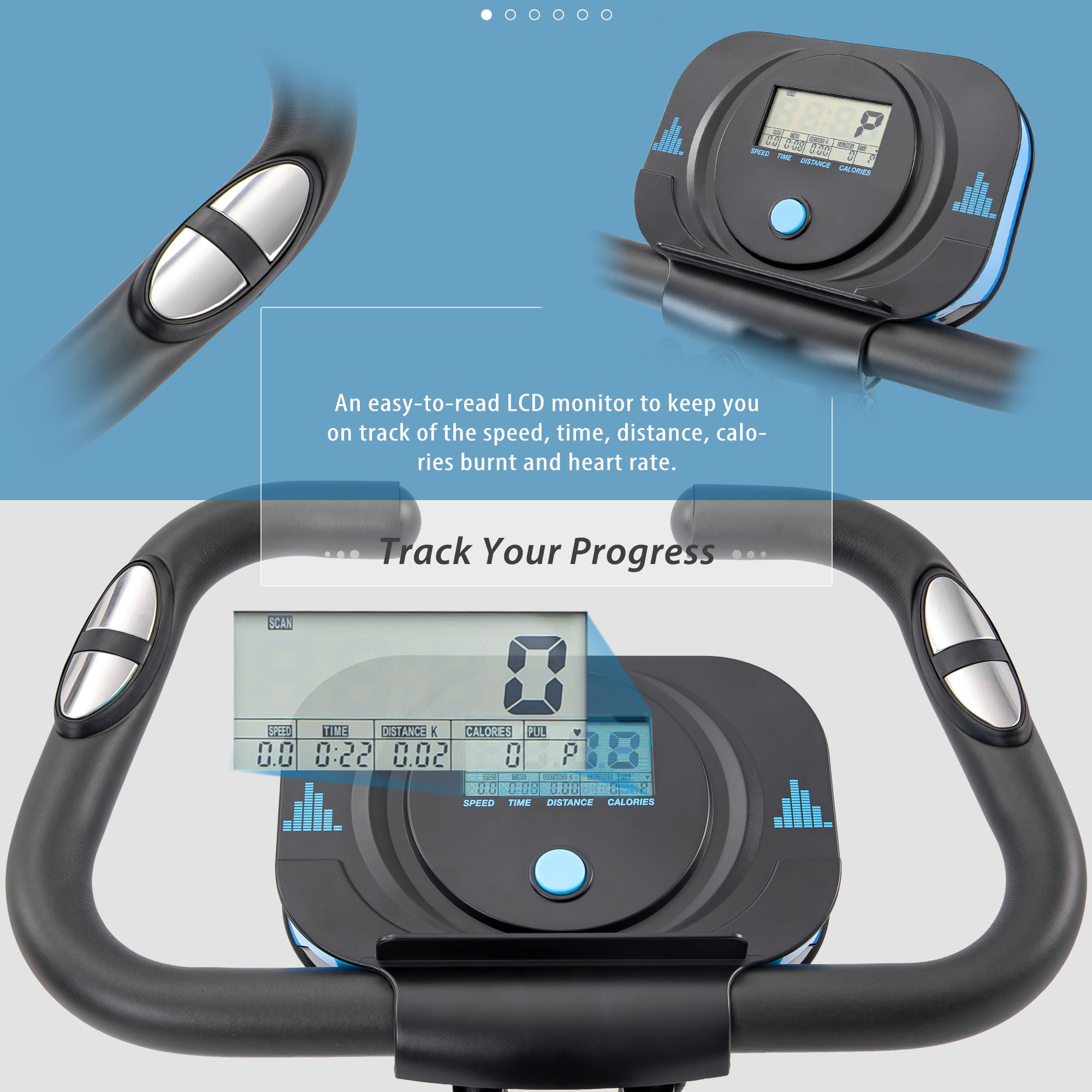 Exercise Bike Folding Stationary Bikes For Home With 16 Level Magnetic Resistance