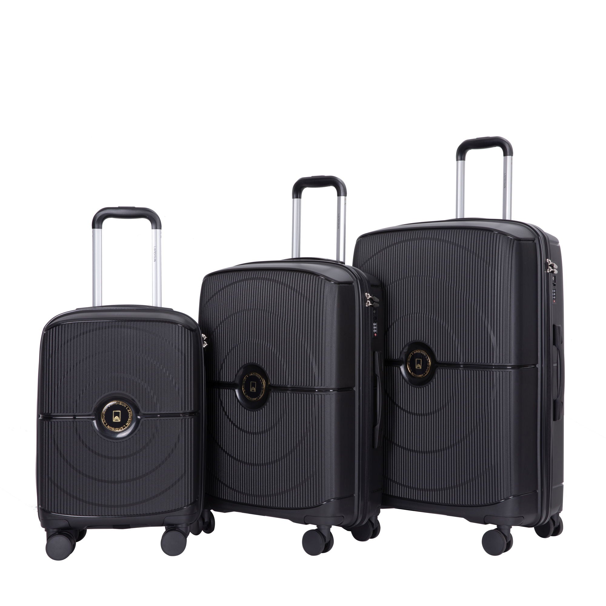 3 Piece Set Expandable Hardshell Suitcase Double Spinner Wheels