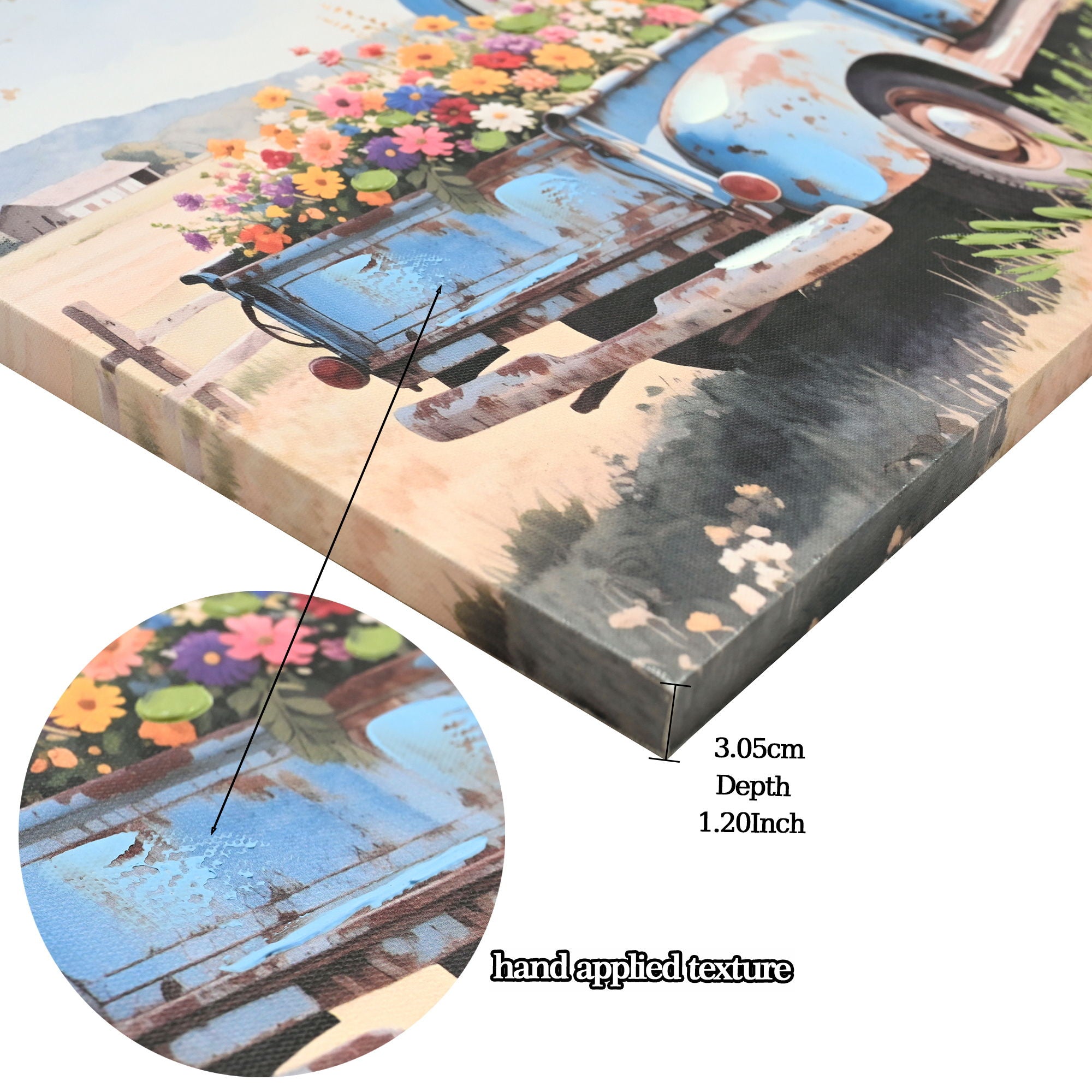 Old Truck Canvas Wall Art For Spring Decor - Blue Cars