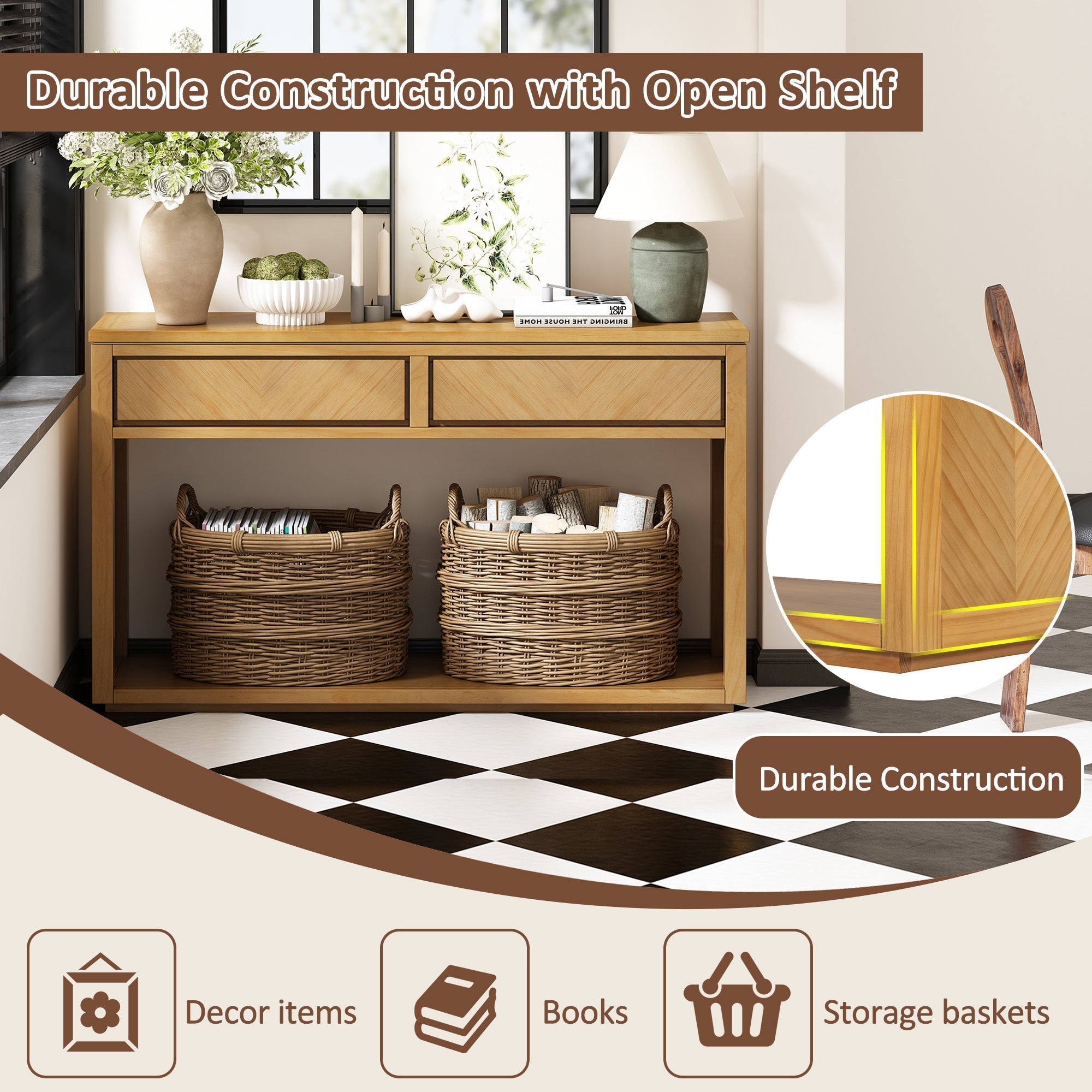 55' Console Table Natural