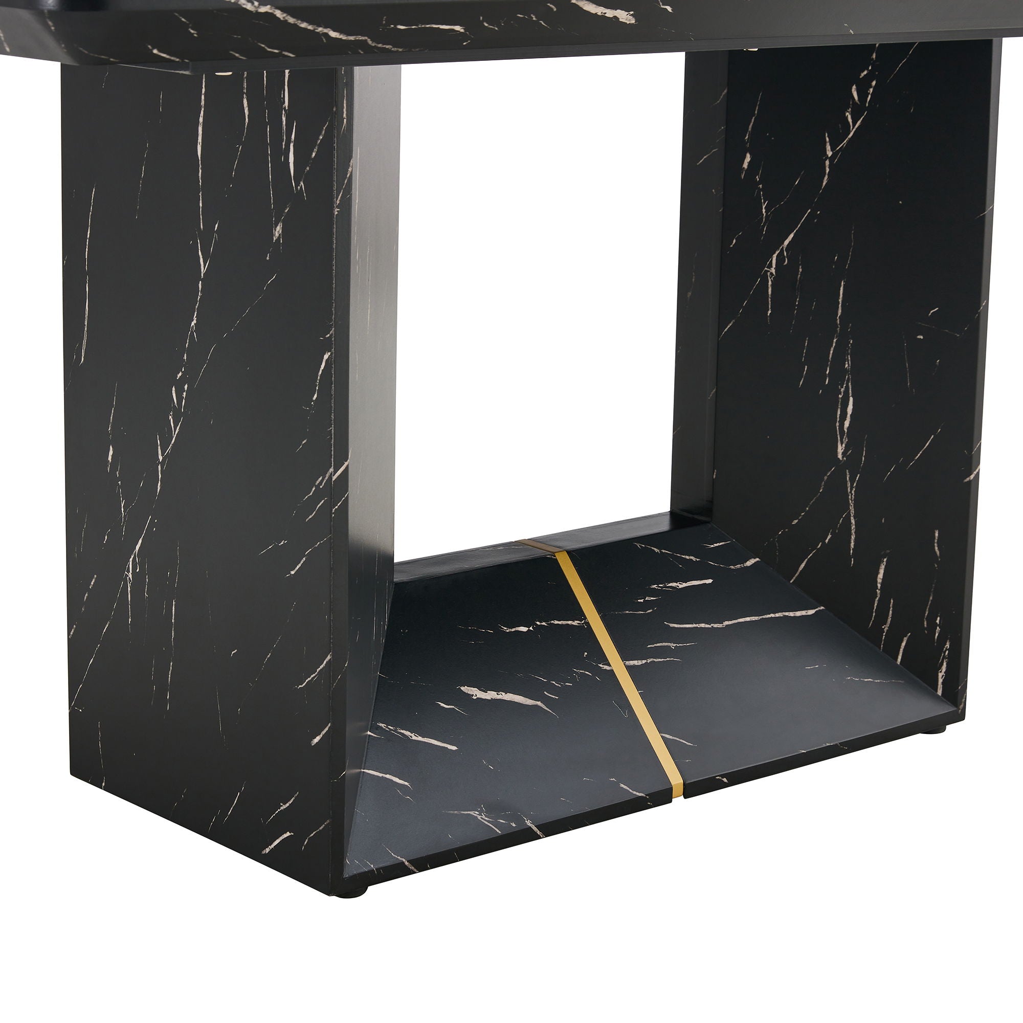 Modern Dining Table With Marbled Design For Luxurious Elegance - Black