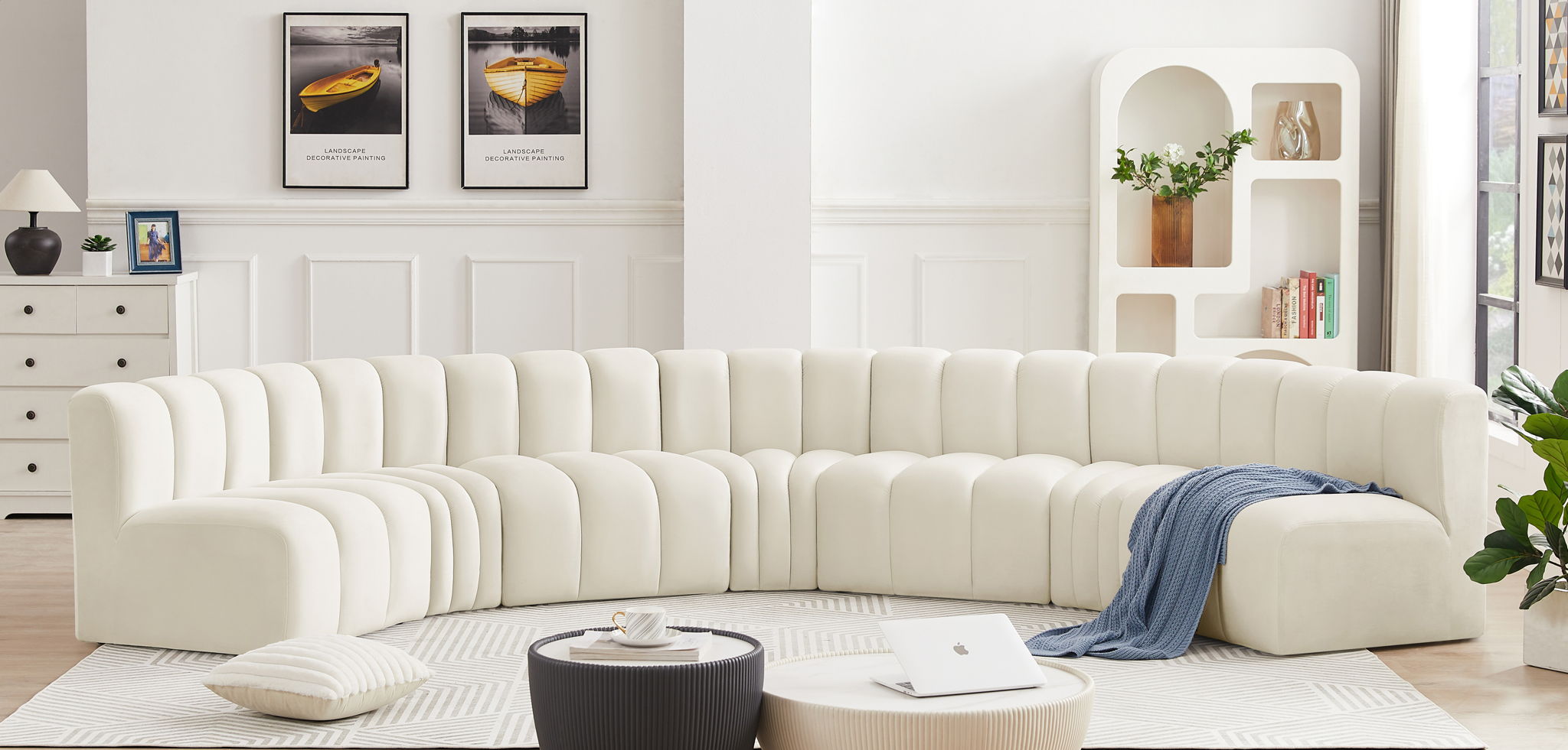 Arc - Velvet 7 Piece U-Shaped Modular Sofa
