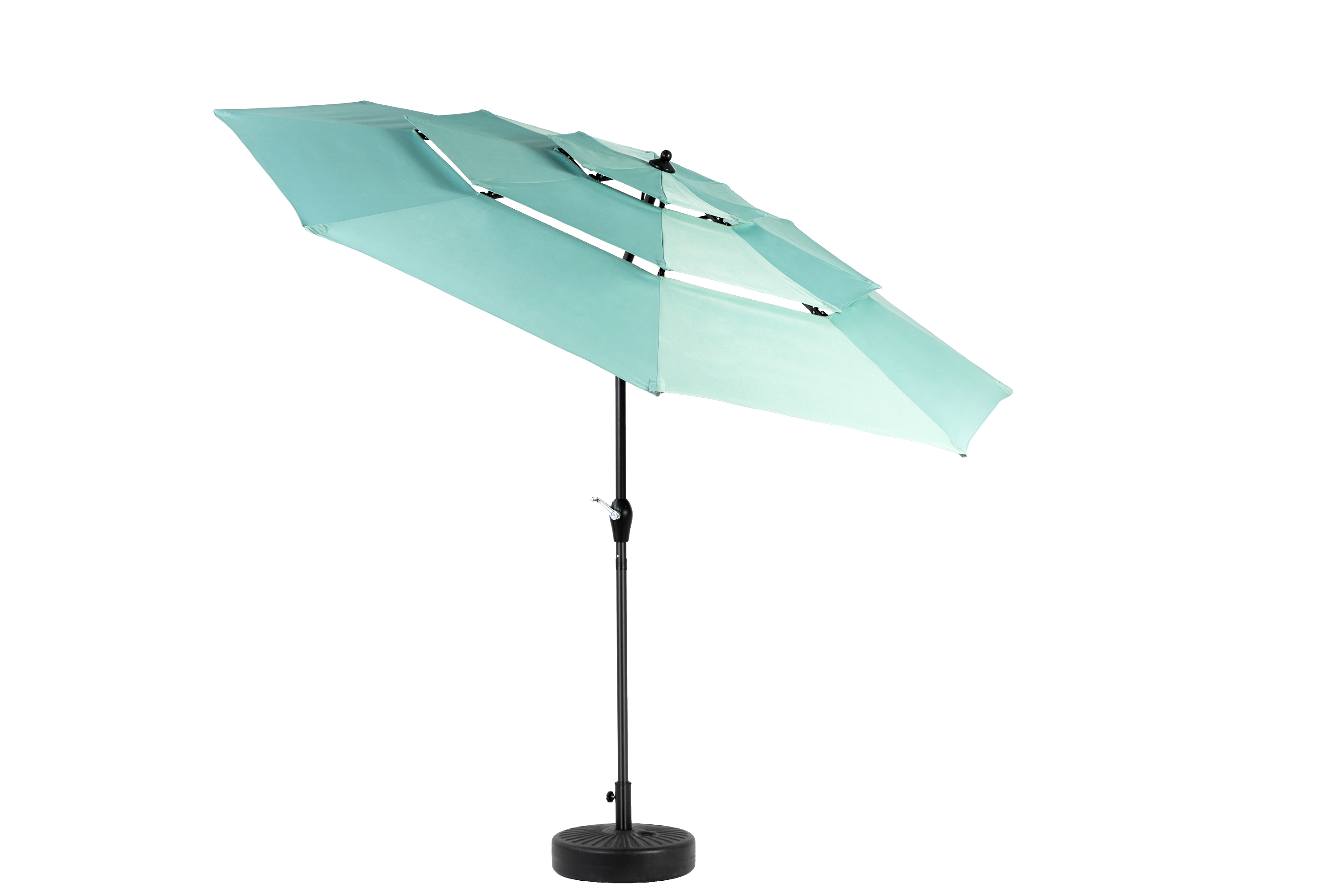Aluminium 10ft 3 Tier Auto-Tilt Outdoor Patio Umbrella - Light Green