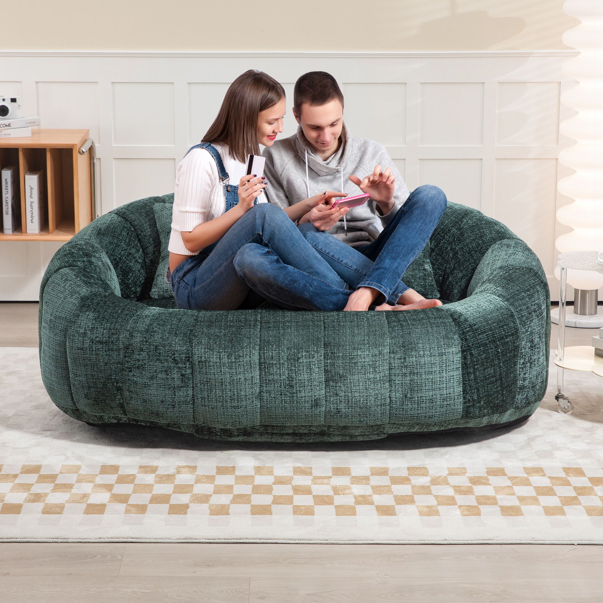 Bean Bag Lazy Sofa, Durable Comfort Lounger High Back Bean Bag Chair Couch