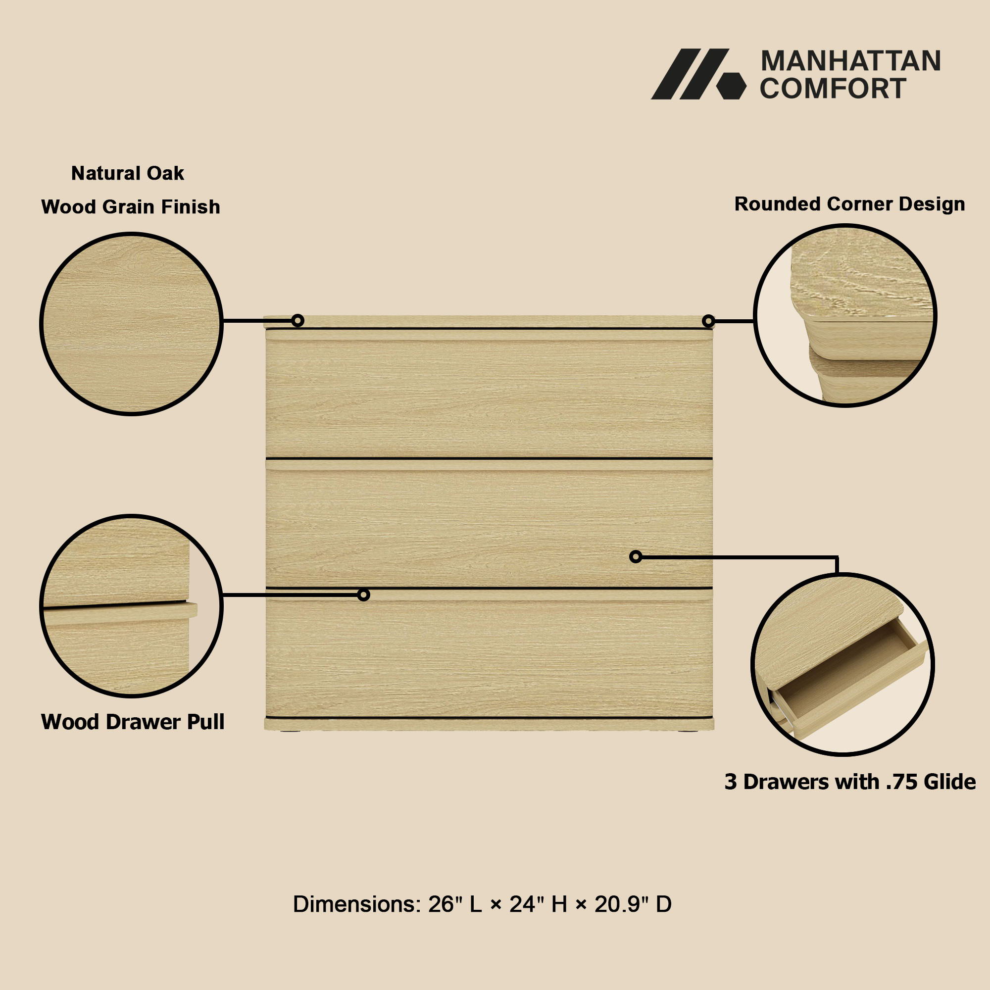 Molly - Nightstand - Oak