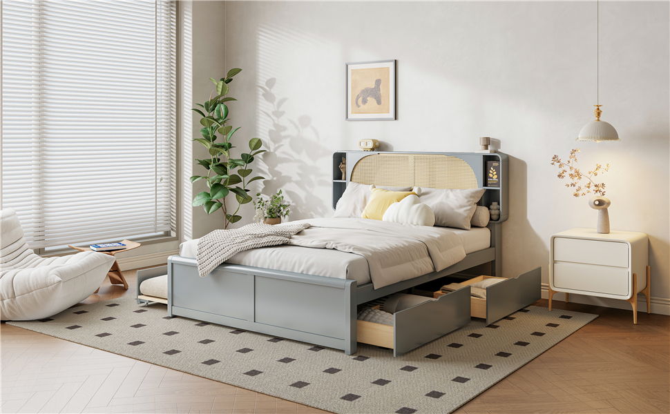 Headboard Bed With 2 Drawers And Trundle
