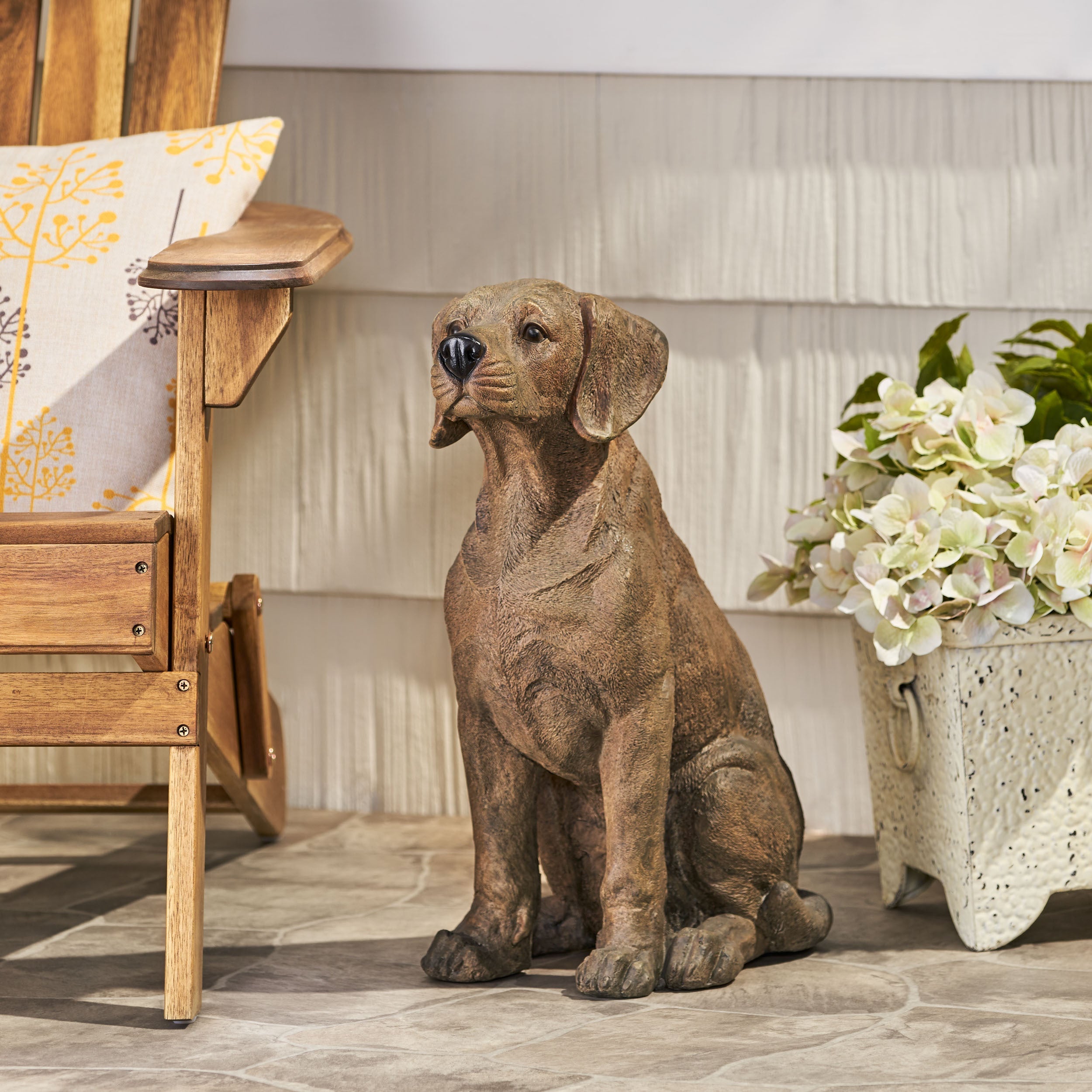 MGO Dog Decor Outdoor Dog Statue - Dark Brown