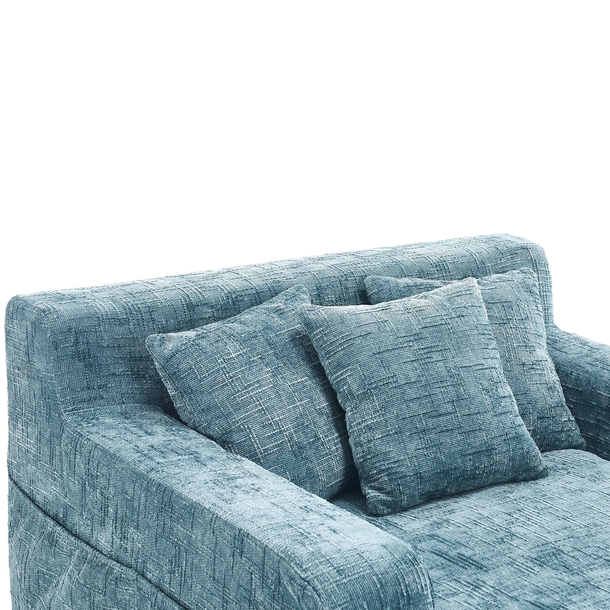 Chenille Interior Lazy Sofa Chaise Longue Armchair With 3 Pillows And Armrests
