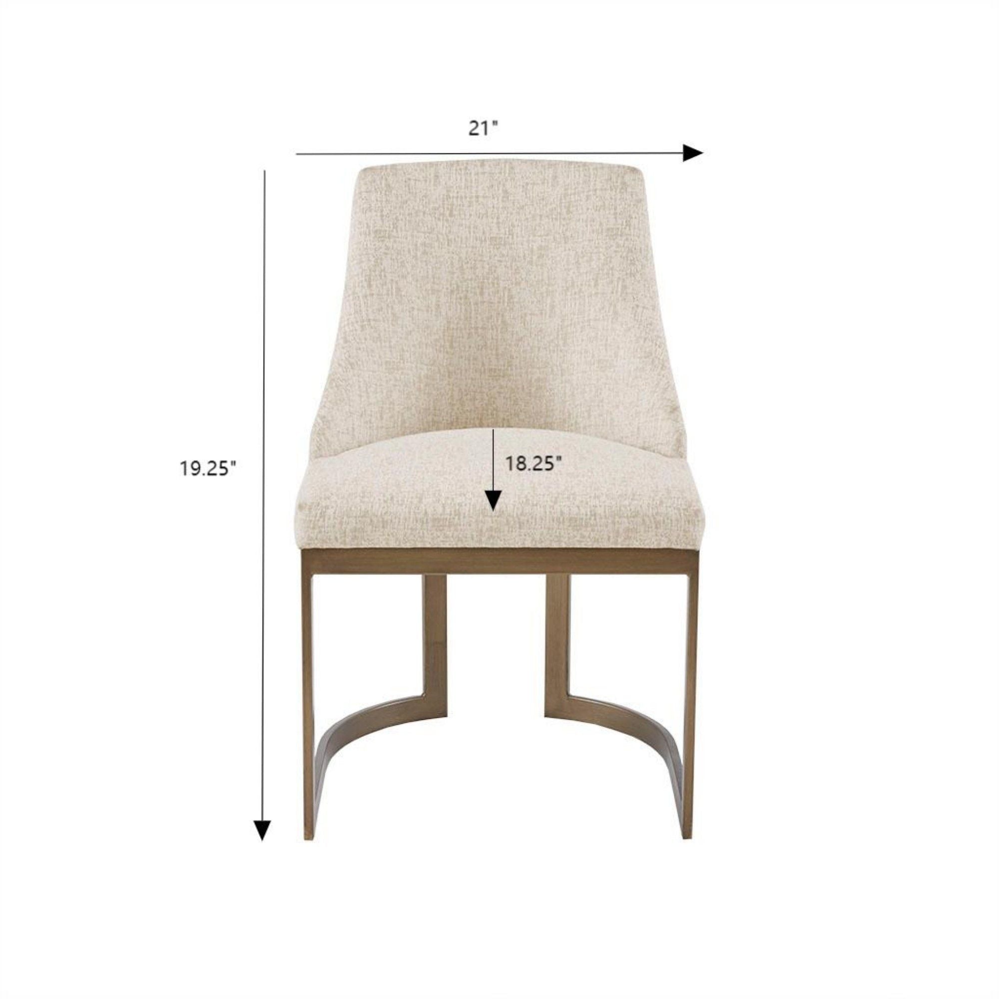 Contemporary Modern Accent Dining Chairs With Antique Gold Metal Frame (Set of 2) - White