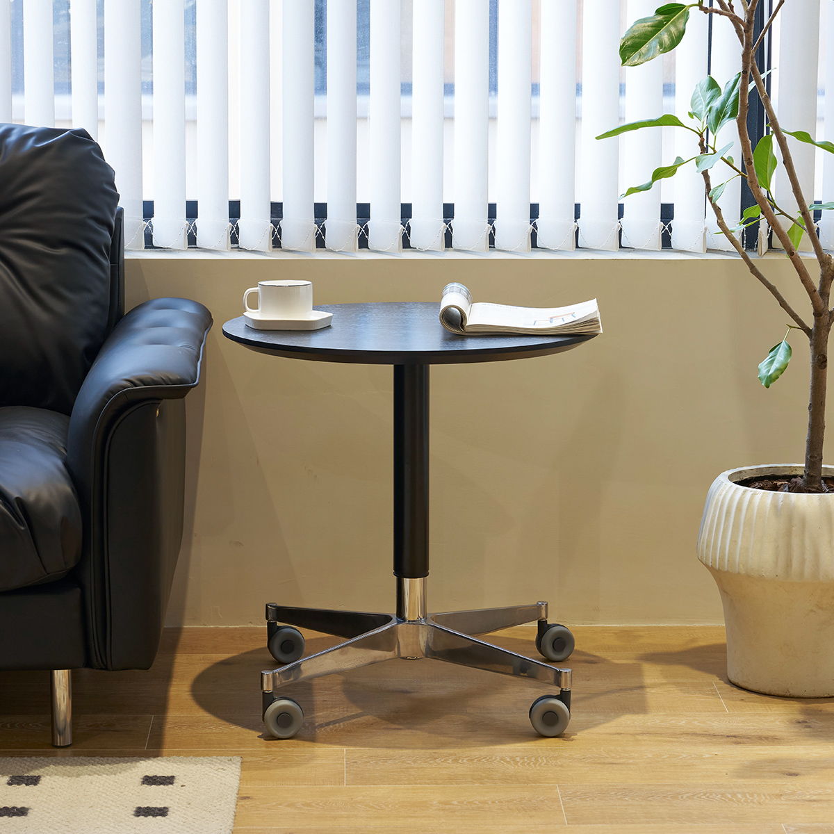 Movable, Adjustable, 360 Swivel Table With Star Base