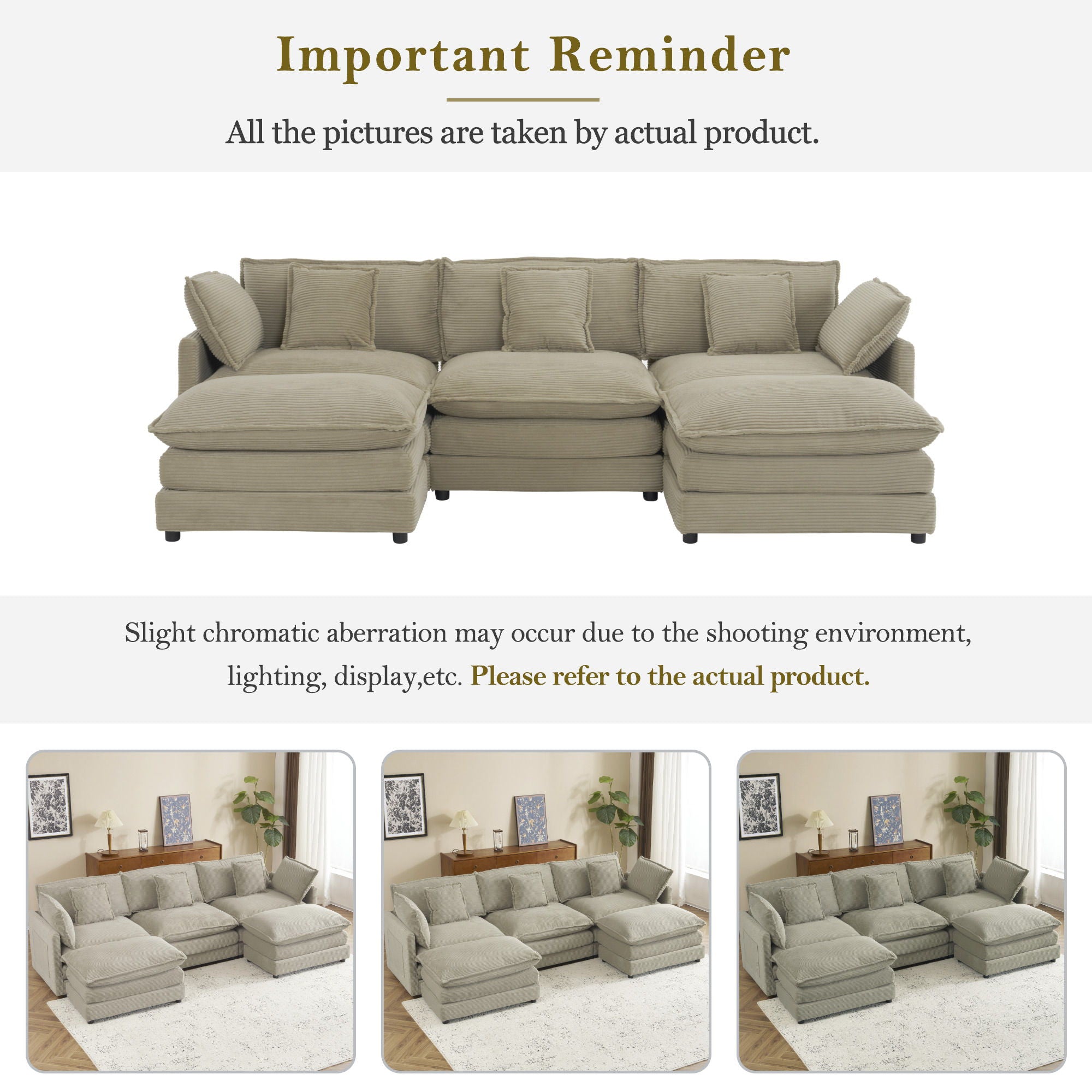 Modern Modular Sectional Sofa With Side Storage Pockets For Living Room