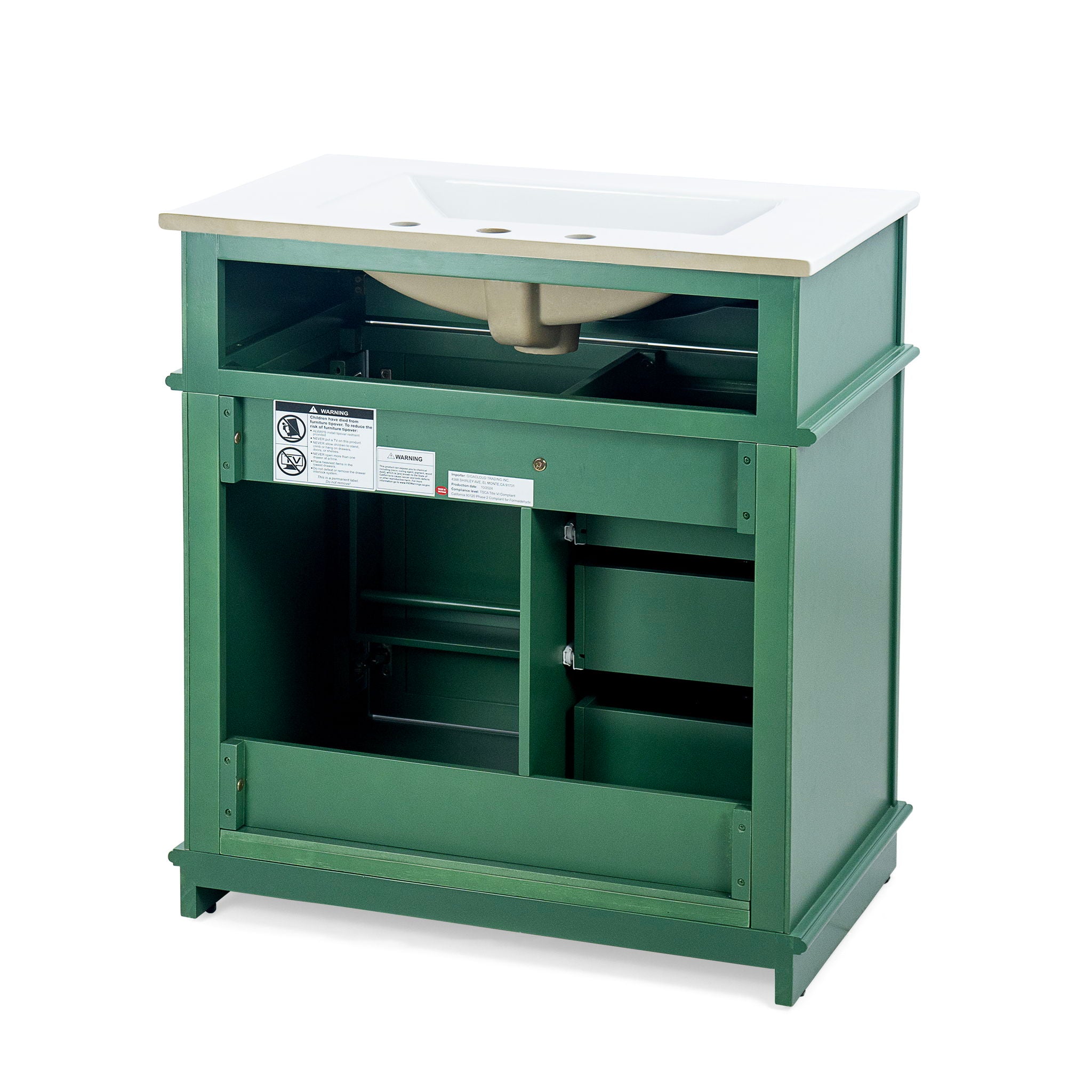 Freestanding Bathroom Vanity With Sink, Soft Closing Door, Tip Out Drawer