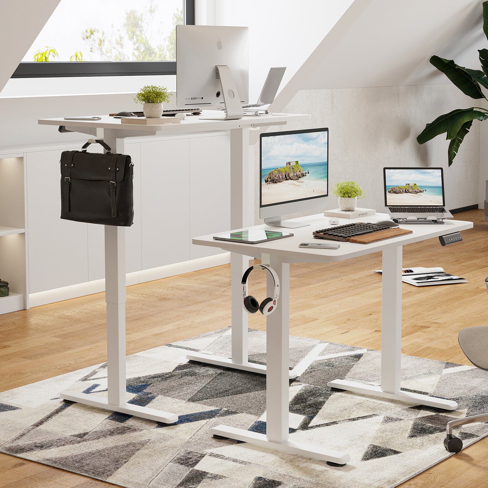 STARY Electric Standing Desk Adjustable Height White - Best Buy Furniture