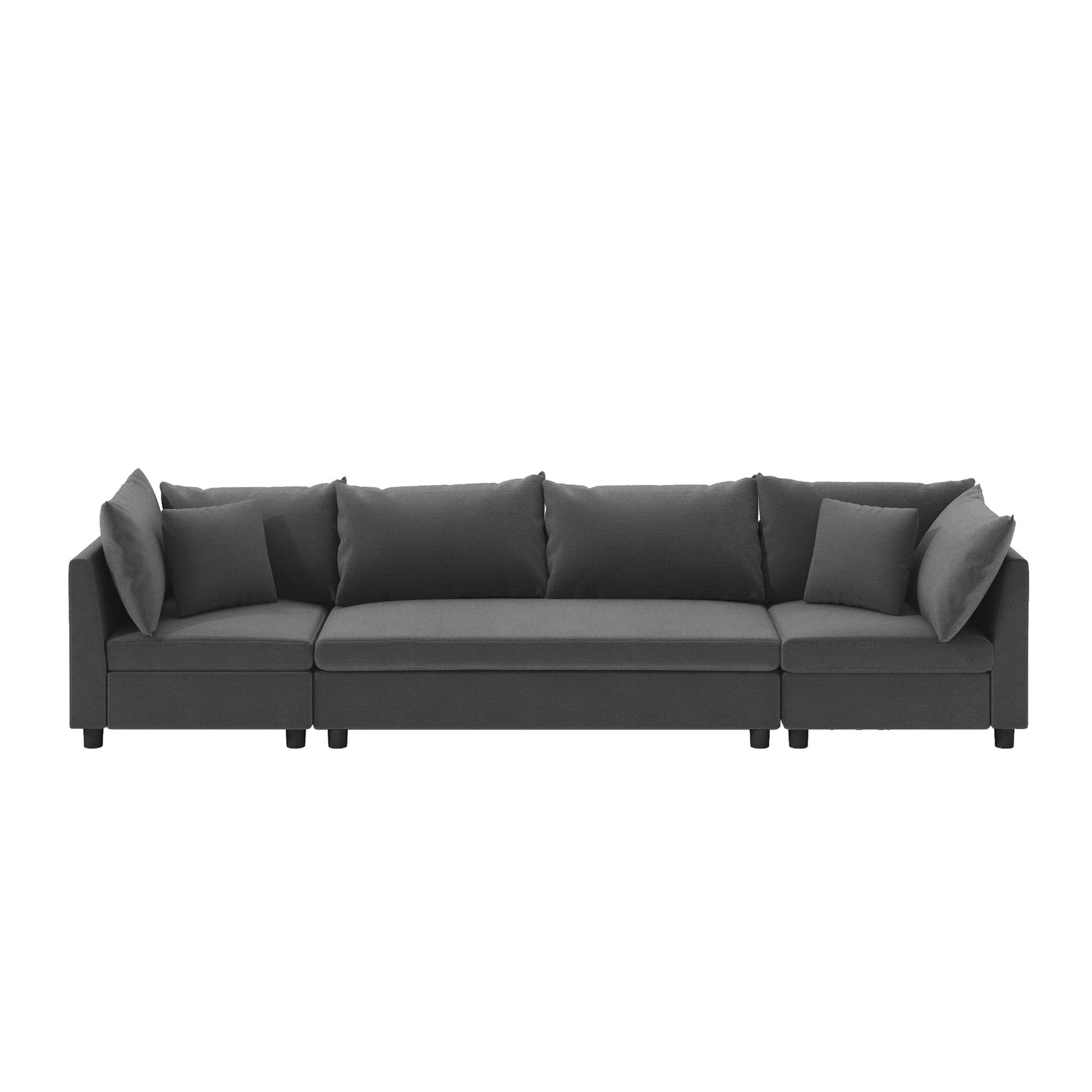 Modern Modular Sectional Oversized 4 Seat Couch Set & 4 Pillows, Minimalist Style Wide Seat Comfy Sofa - Gray - Best Buy Furniture