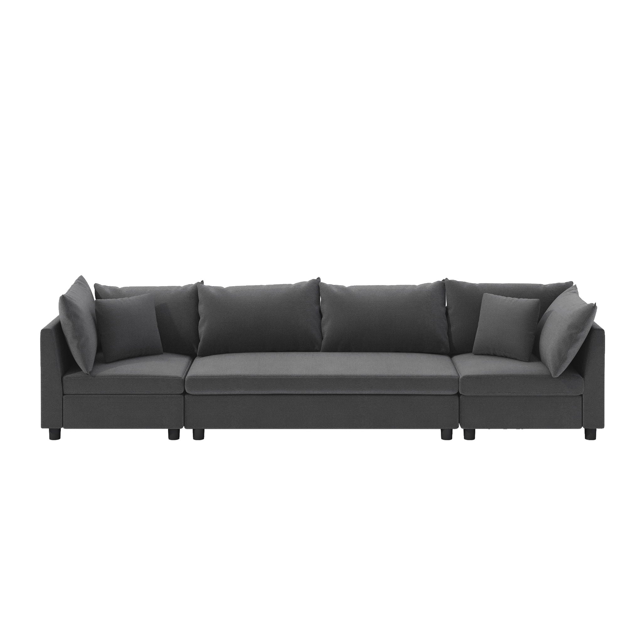 Modern Modular Sectional Oversized 4 Seat Couch Set & 4 Pillows, Minimalist Style Wide Seat Comfy Sofa - Gray - Best Buy Furniture